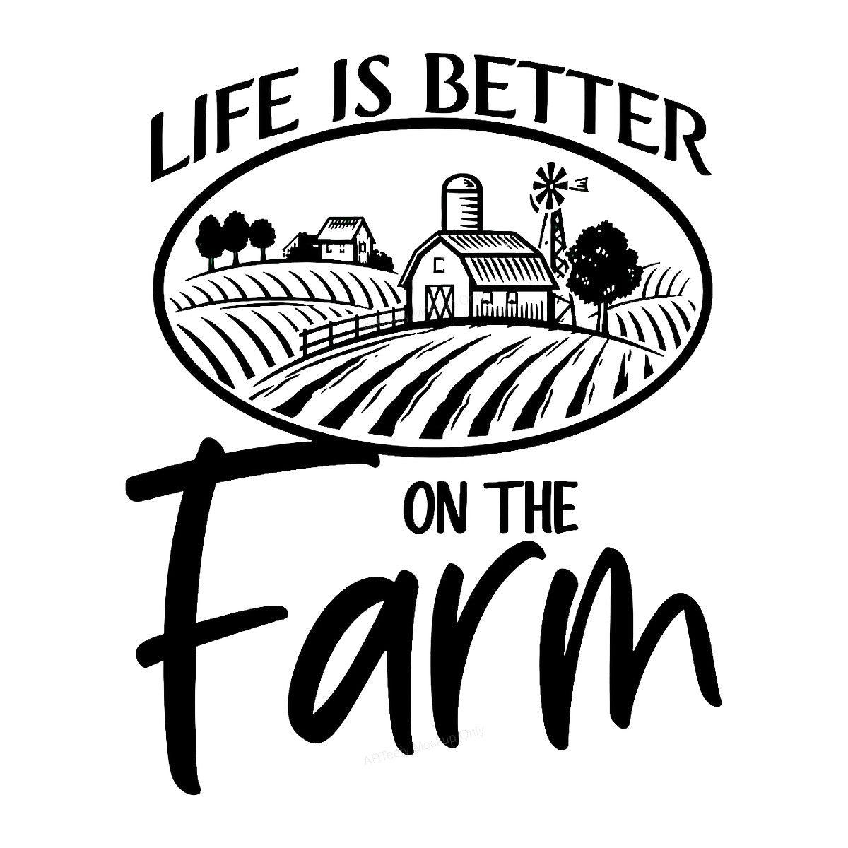 DTF Transfer Life Is Better On The Farm Country Barn Graphic for T Shirts Hoodies and Tote Bags - 1