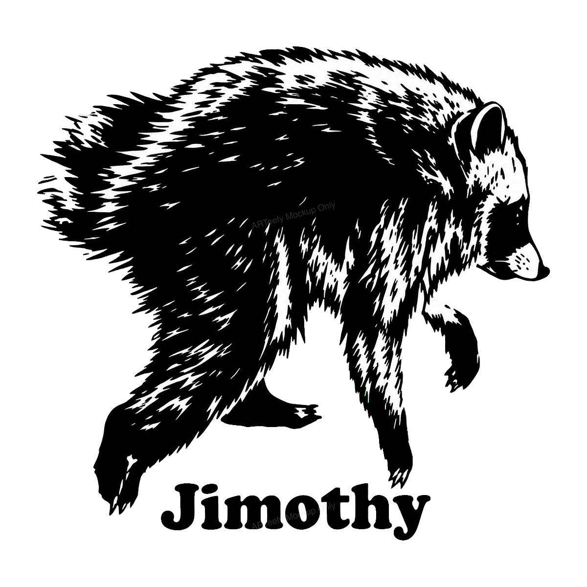DTF Heat Transfer Jimothy Raccoon Silhouette Graphic for T Shirts Hoodies and Tote Bags - 1