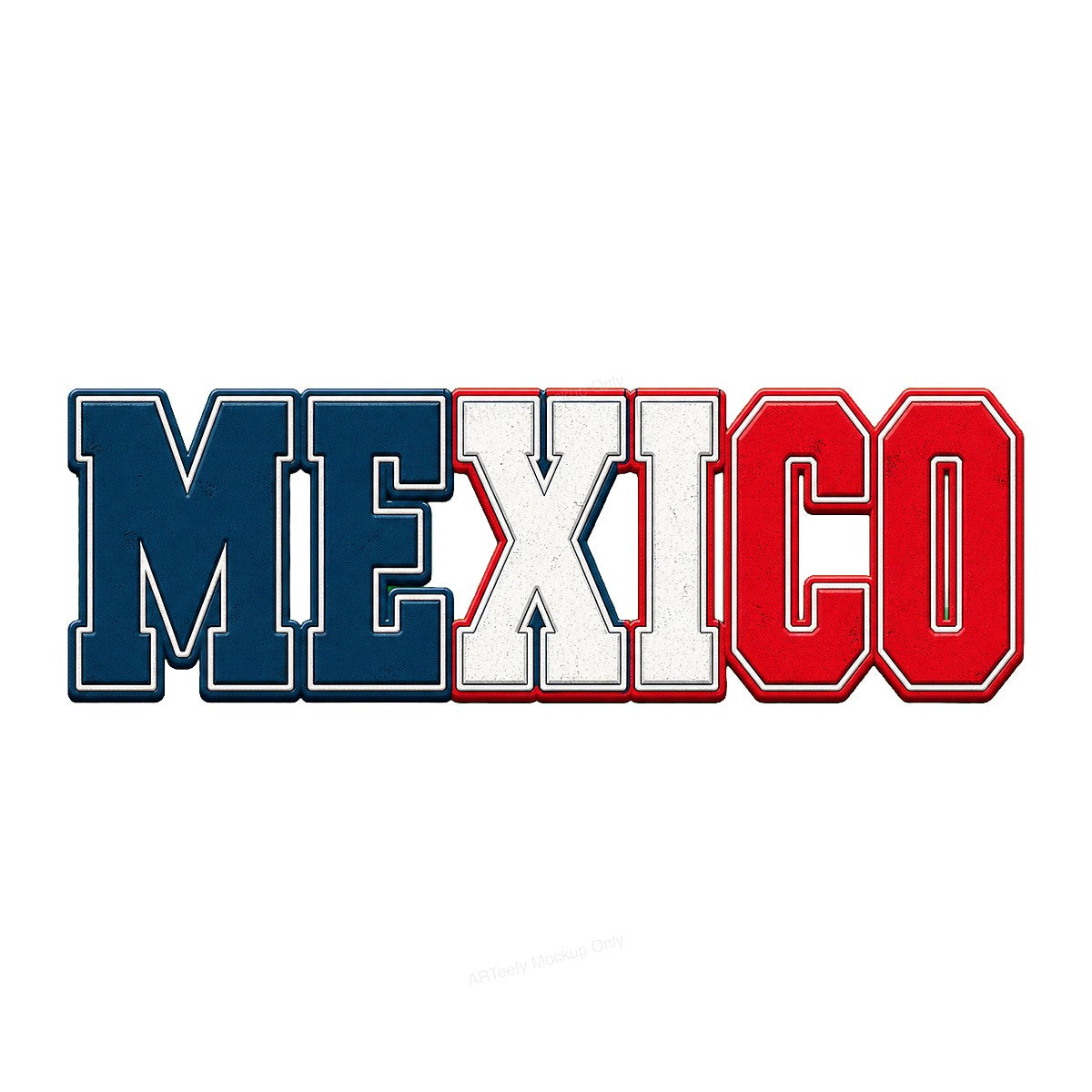 DTF Transfer Mexico Block Letters Flag Colors Graphic for T Shirts Hoodies and Tote Bags - 1