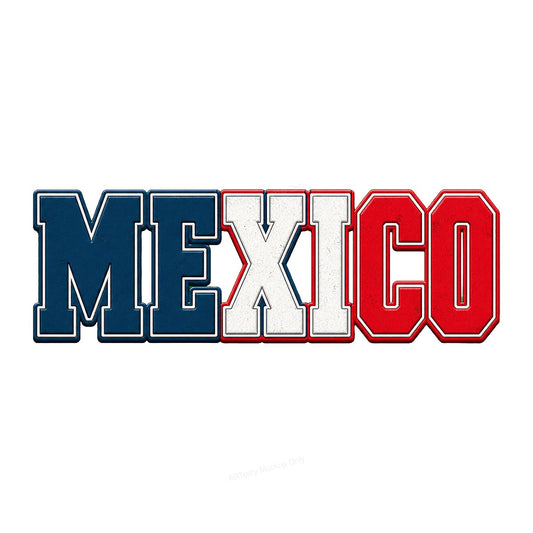 DTF Transfer Mexico Block Letters Flag Colors Graphic for T Shirts Hoodies and Tote Bags - 1
