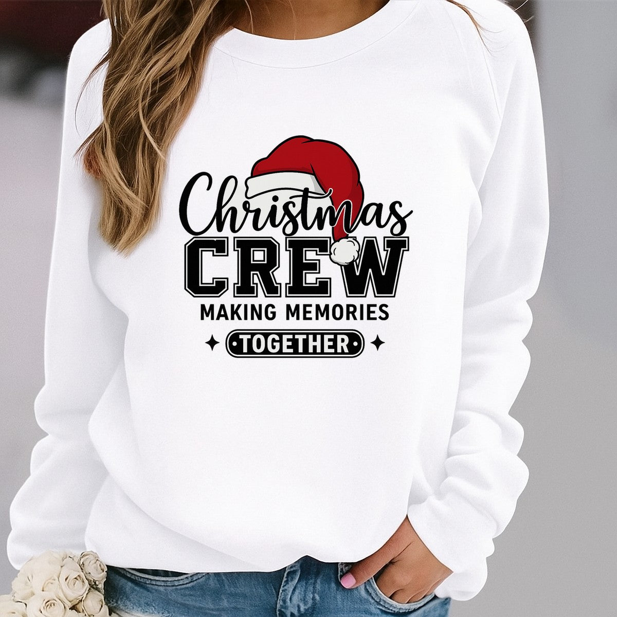 DTF Heat Transfer Iron On Sticker Christmas Crew Santa Hat Graphic for Holiday T Shirts Sweatshirts Family Matching Outfits Home Decor and Christmas Celebrations - 2