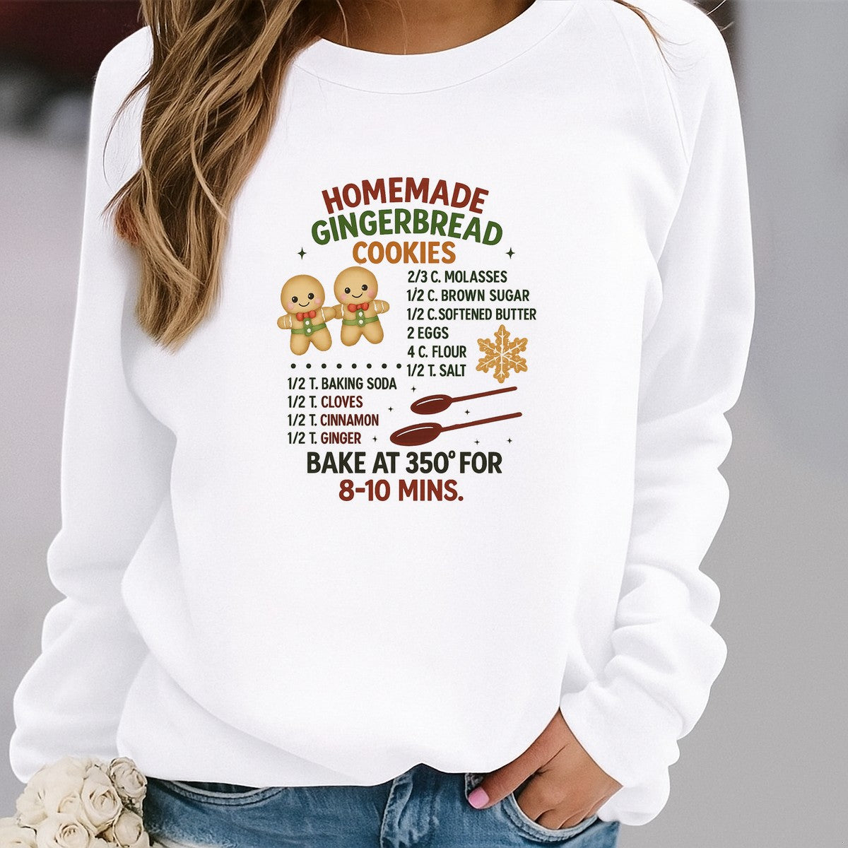 DTF Heat Transfer Iron On Sticker Homemade Gingerbread Cookies Recipe with Cute Gingerbread Man Graphic for Christmas Holiday Baking Decor Aprons Towels and Kitchen Gifts - 2