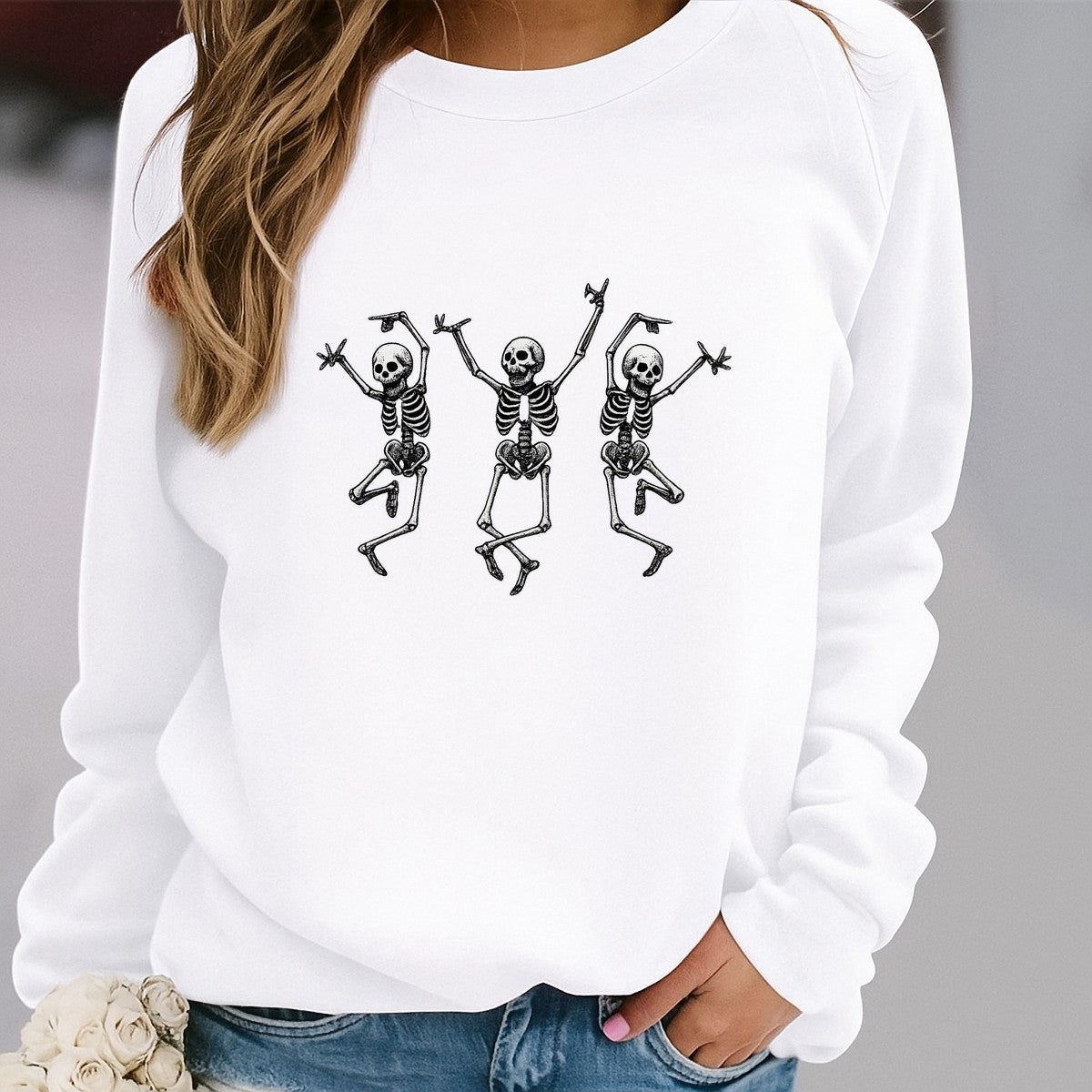 DTF Heat Transfer Iron On Sticker Dancing Skeletons Graphic for Halloween Decorations DIY T Shirts Hoodies and Home Decor - 2