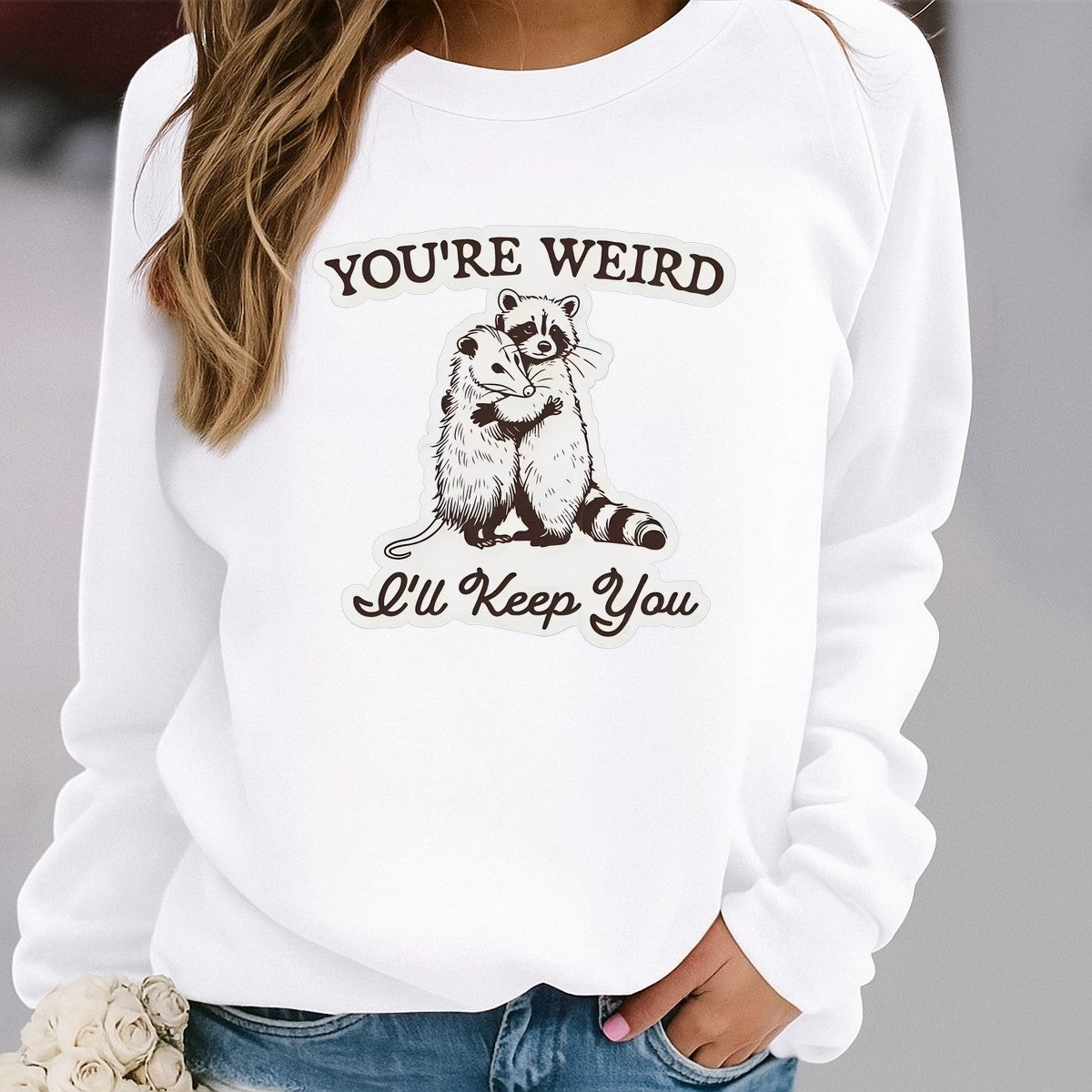 DTF Heat Transfer Iron On Sticker Cute Raccoon and Opossum Hugging Graphic for Halloween Decorations T Shirts Hoodies and Home Decor - 2