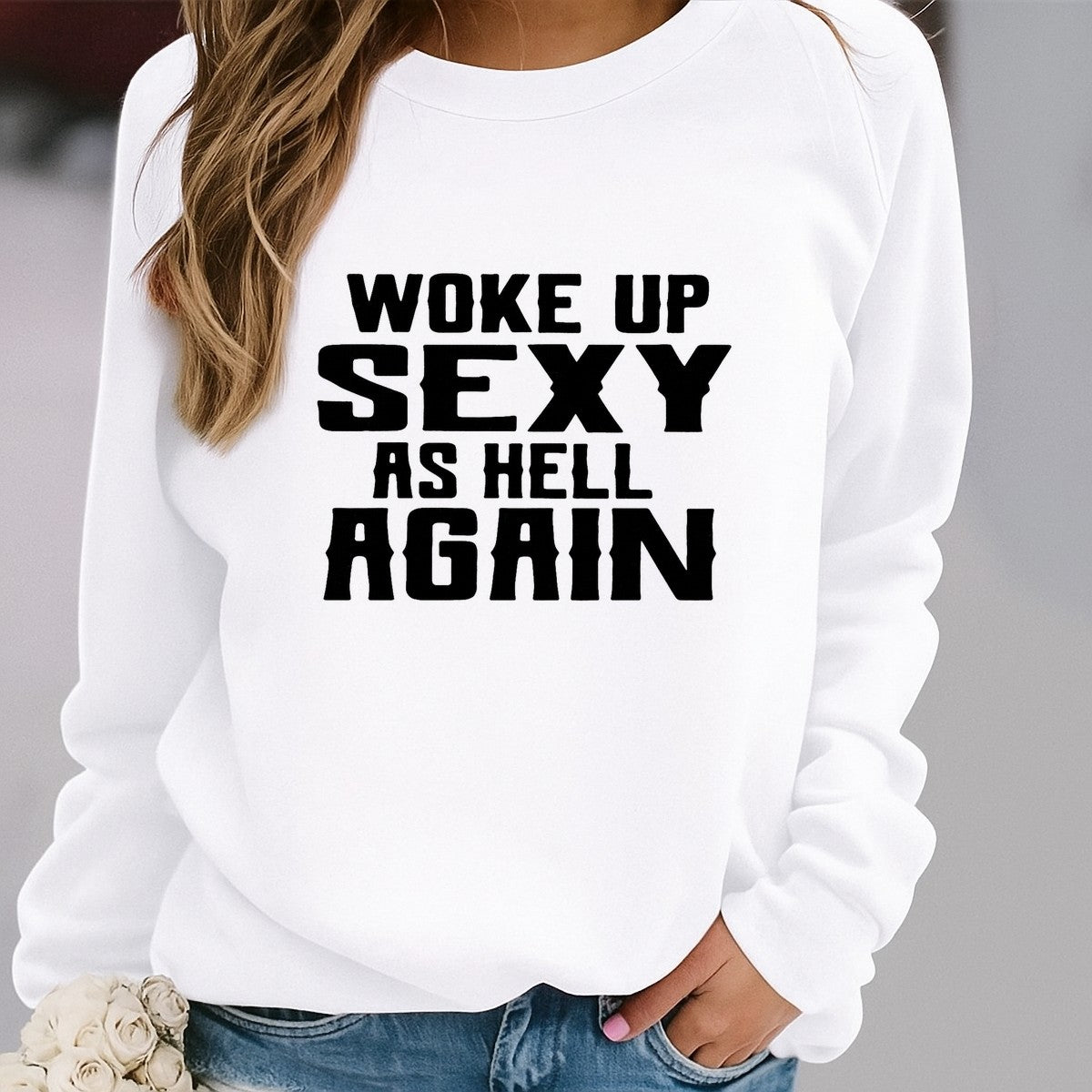 DTF Heat Transfer Iron On Sticker Bold Statement Woke Up Again Graphic for T Shirts Hoodies Bags and Home Decor - 2