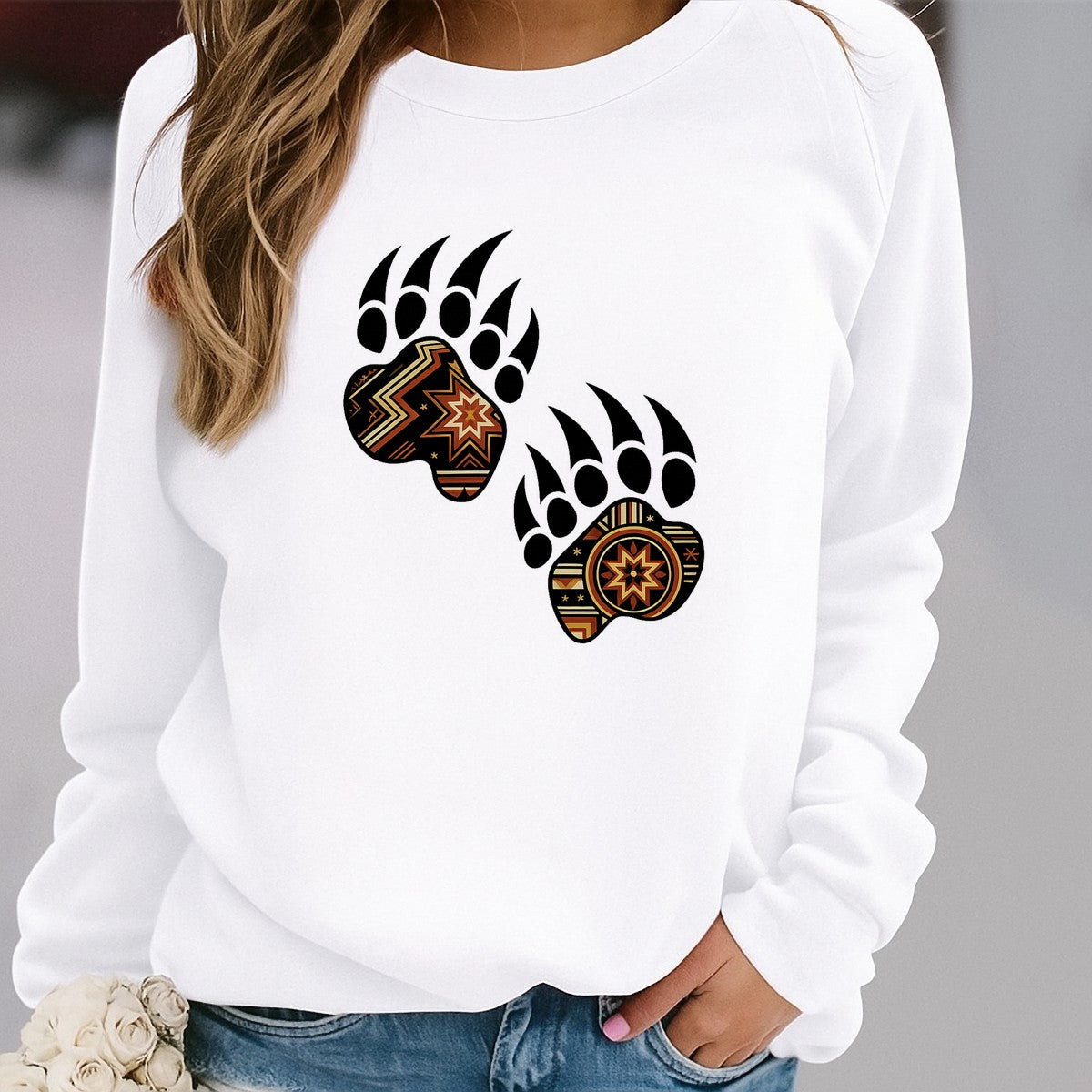 DTF Heat Transfer Iron On Sticker Tribal Bear Paw Print Pattern for Halloween Decorations T Shirts Hoodies Bags and Home Decor - 2