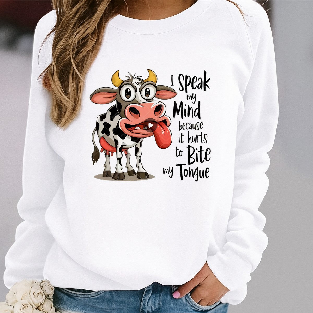 DTF Heat Transfer Iron On Sticker Funny Cow Cartoon with I Speak My Mind Quote for T Shirts Hoodies Bags and Home Decor - 2