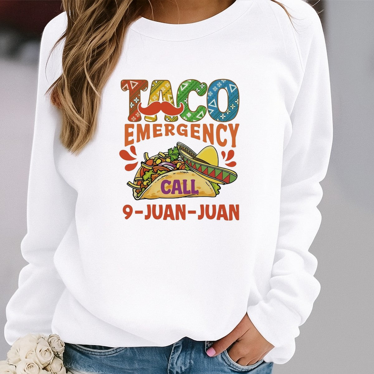 DTF Heat Transfer Iron On Sticker Taco Emergency Call 9 Juan Juan Design for T Shirts Hoodies Tote Bags Aprons and Home Decoration - 2