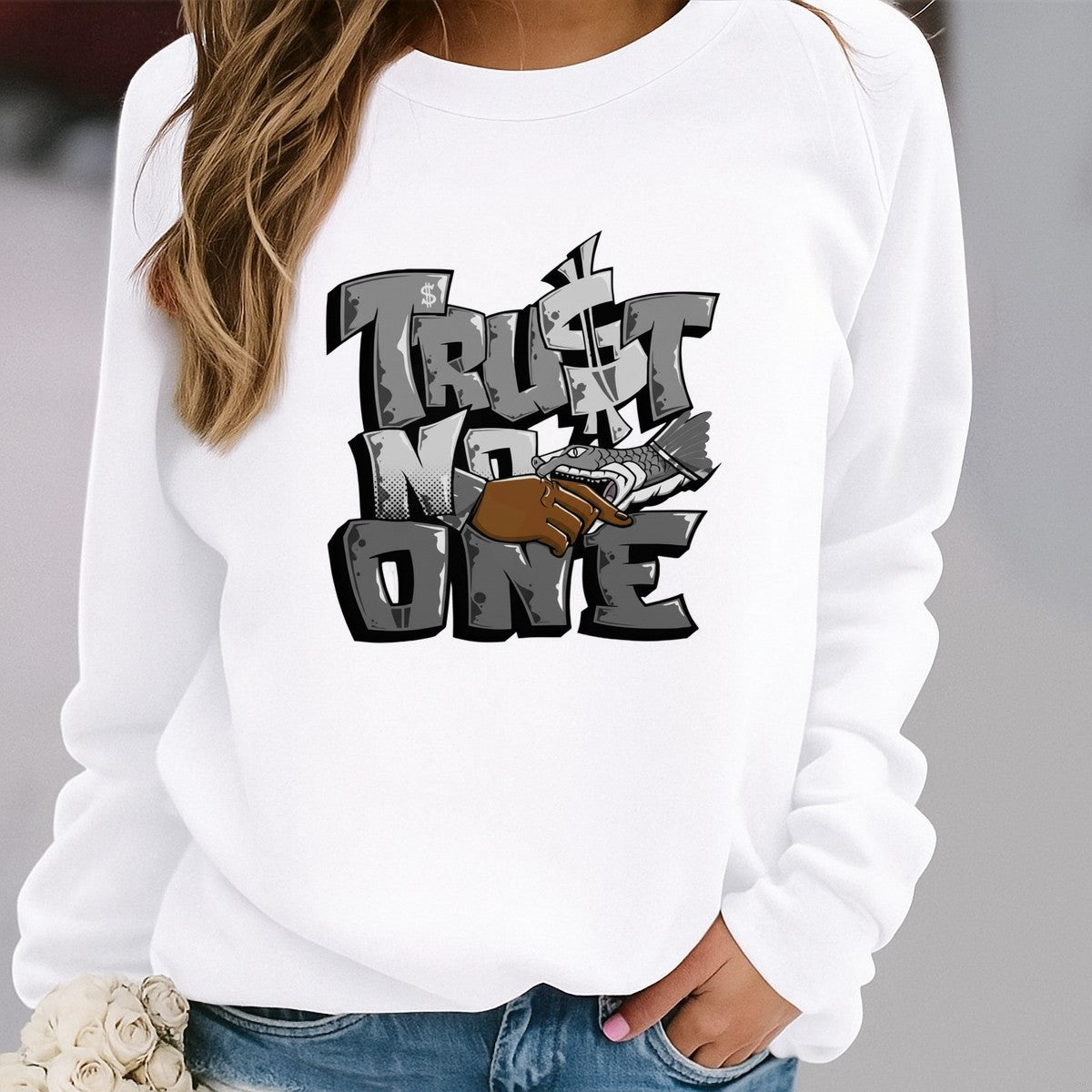 DTF Heat Transfer Iron On Sticker Trust No One Bold Graffiti Art for Halloween Party Favors T Shirts Hoodies Bags and Home Decor - 2