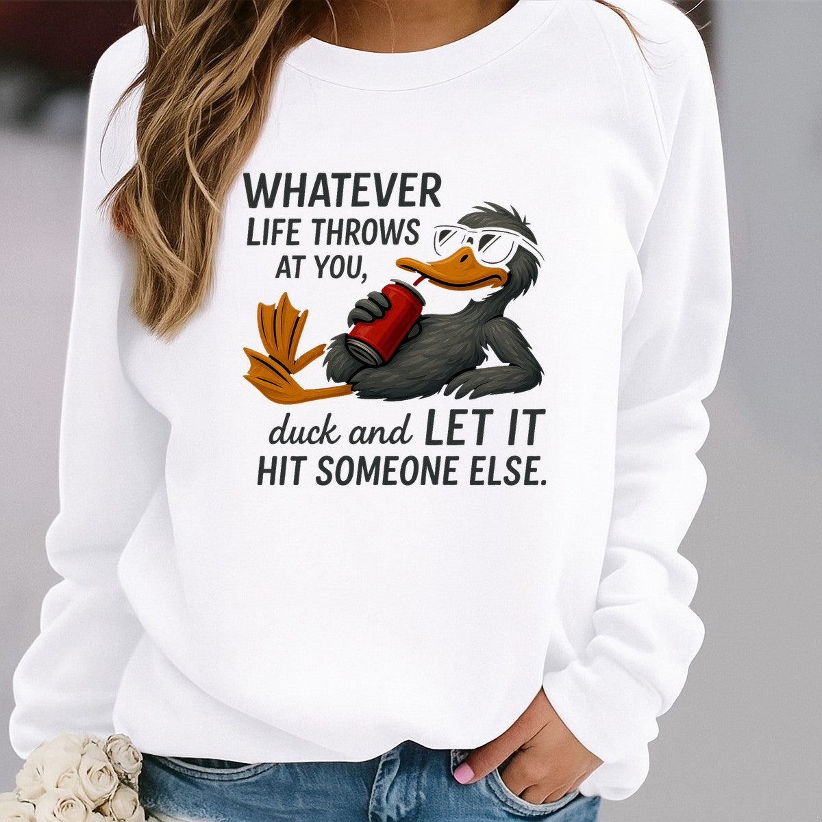 DTF Heat Transfer Iron On Sticker Relaxed Duck with Soda Can Funny Quote for T Shirts Hoodies Tote Bags Aprons Home Decoration and Family Celebration - 2