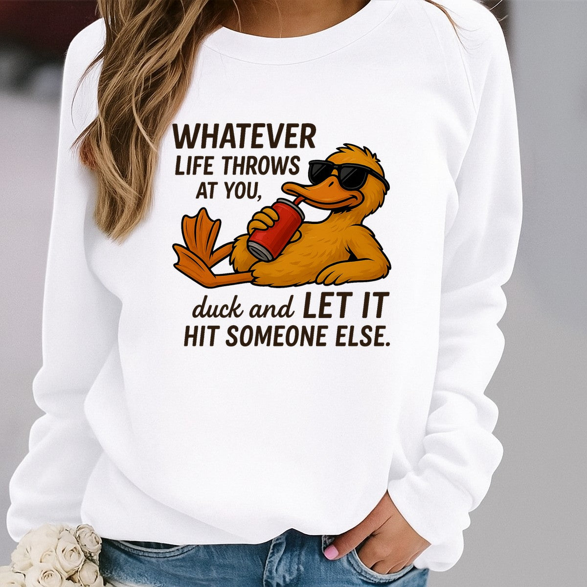 DTF Heat Transfer Iron On Sticker Relaxed Duck with Sunglasses and Soda for Casual Apparel Home Decor and Quirky Gift Ideas - 2