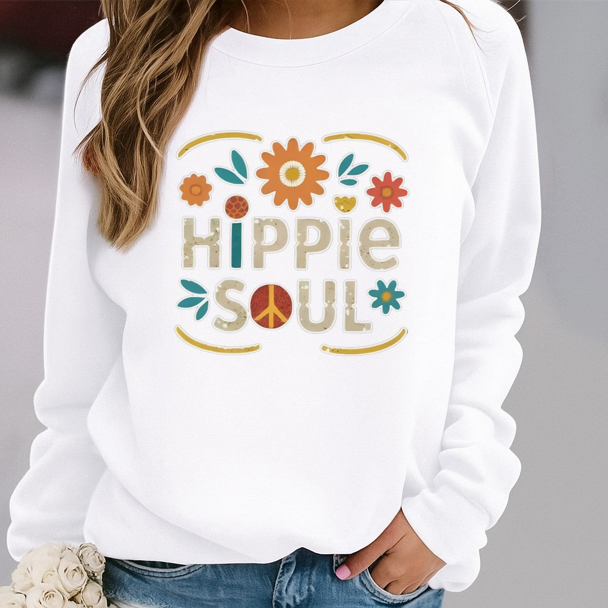 DTF Heat Transfer Iron On Sticker Hippie Soul Retro Floral Pattern for Apparel Bags Jackets and Home Decor - 2