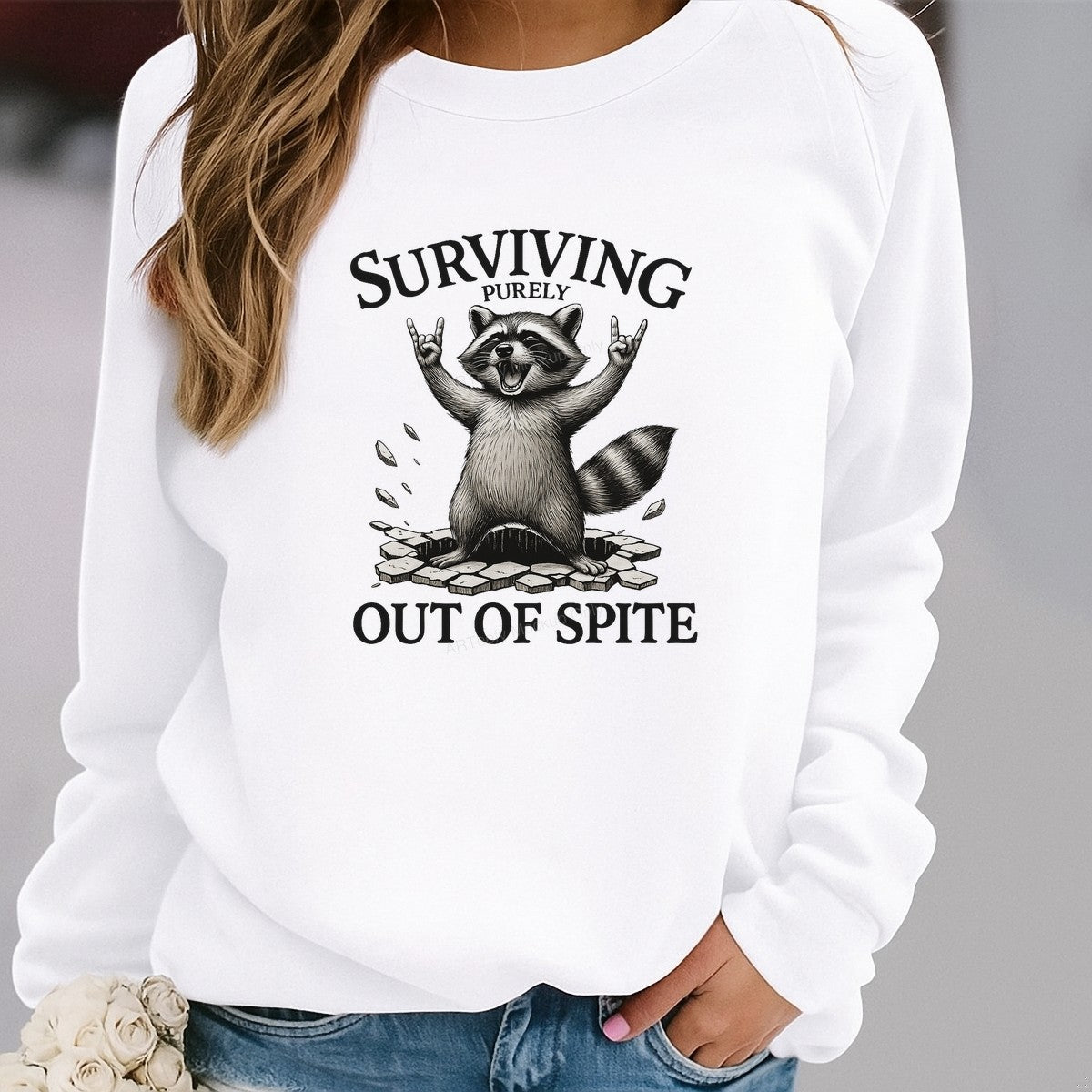 DTF Heat Transfer Iron On Sticker Iron On Transfers for T Shirts Surviving Raccoon Design Fun Casual Wear Vintage Style Local Warehouse - 2