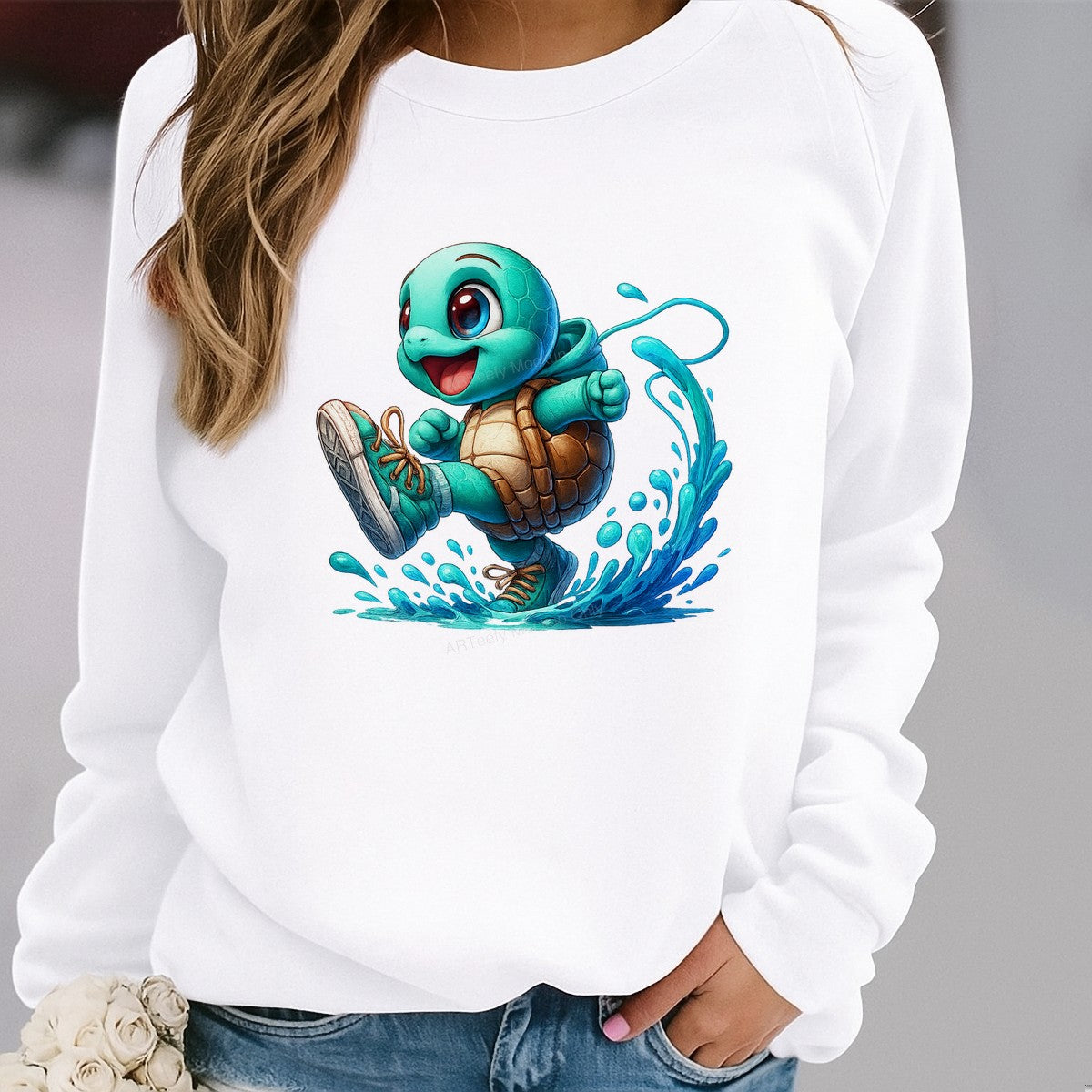 DTF Heat Transfer Iron On Sticker Adorable Turtle Splash Design for T Shirts Hoodies Local Warehouse - 2