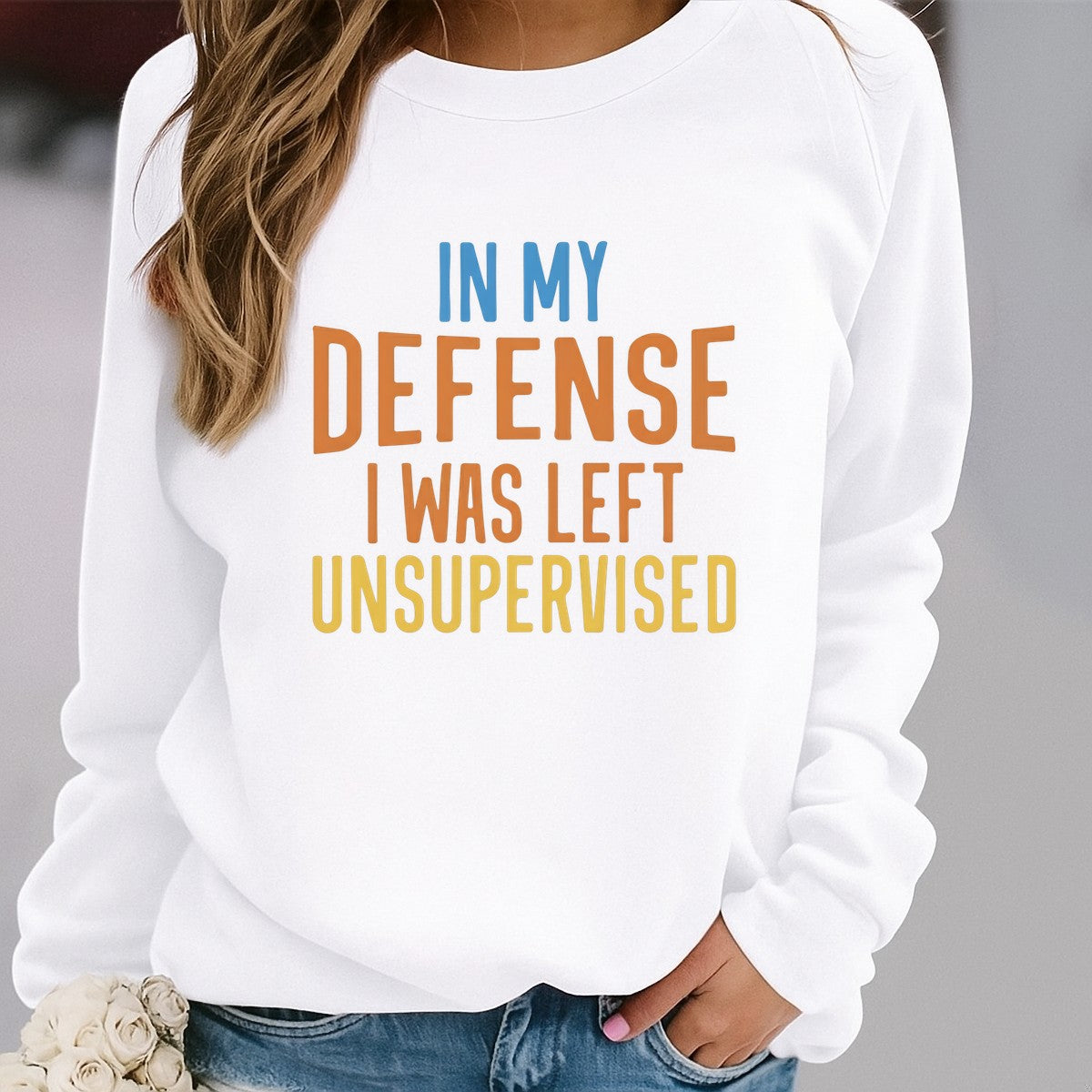 DTF Heat Transfer Iron On Sticker In My Defense I Was Left Unsupervised Lettering for Halloween Party Favors T Shirts Hoodies Tote Bags Aprons and Home Decor - 2