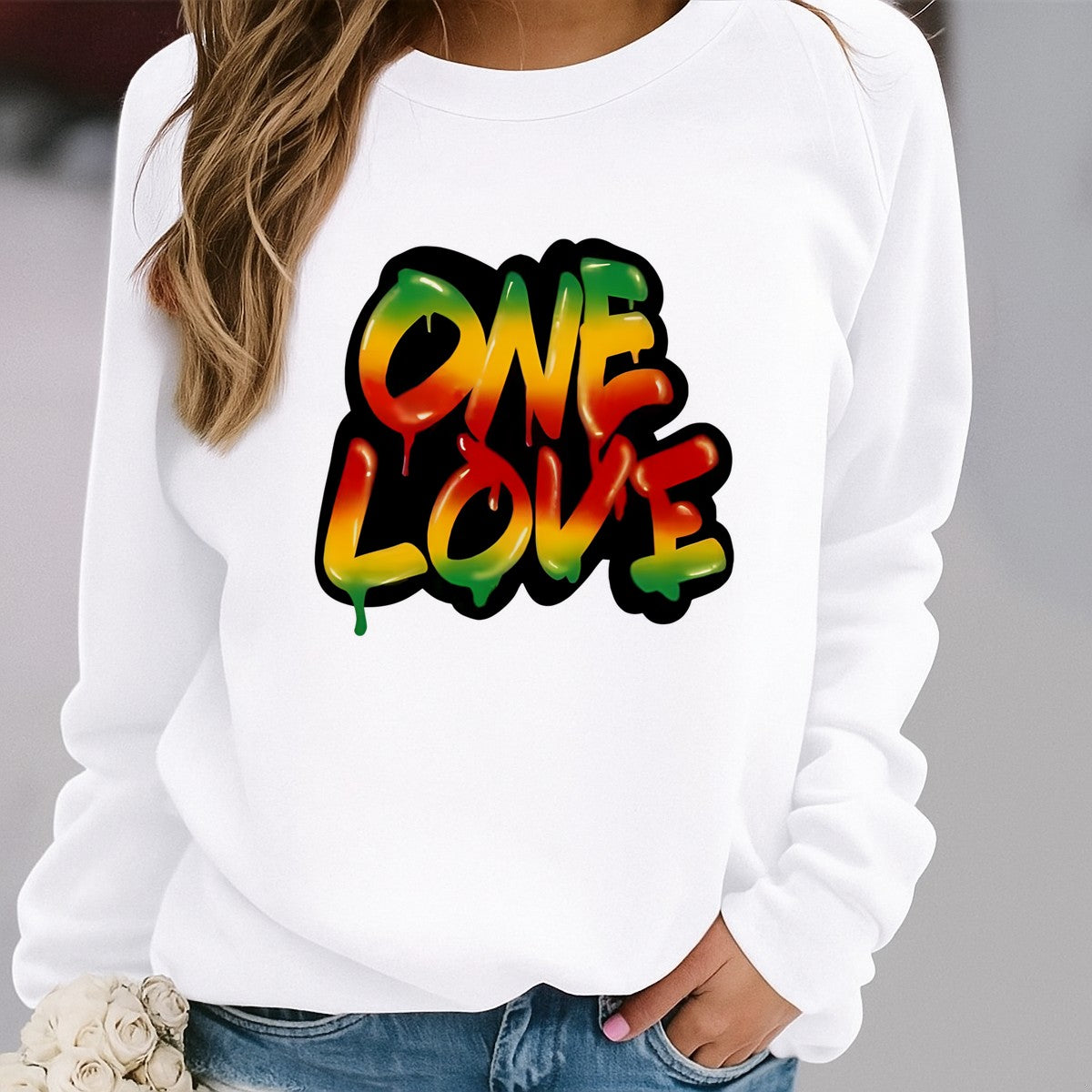 DTF Heat Transfer Iron On Sticker One Love Dripping Graffiti in Vibrant Yellow Green Red for Halloween Party Favors T Shirts Hoodies Bags and Home Decor - 2
