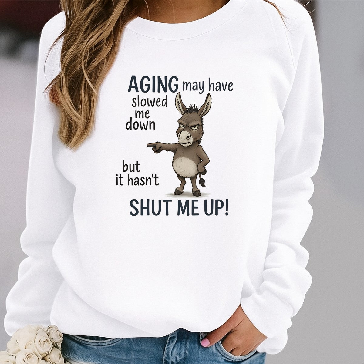 DTF Heat Transfer Iron On Sticker Cute Donkey Character with Funny Aging Quote for Apparel Bags Jackets and Home Decor - 2