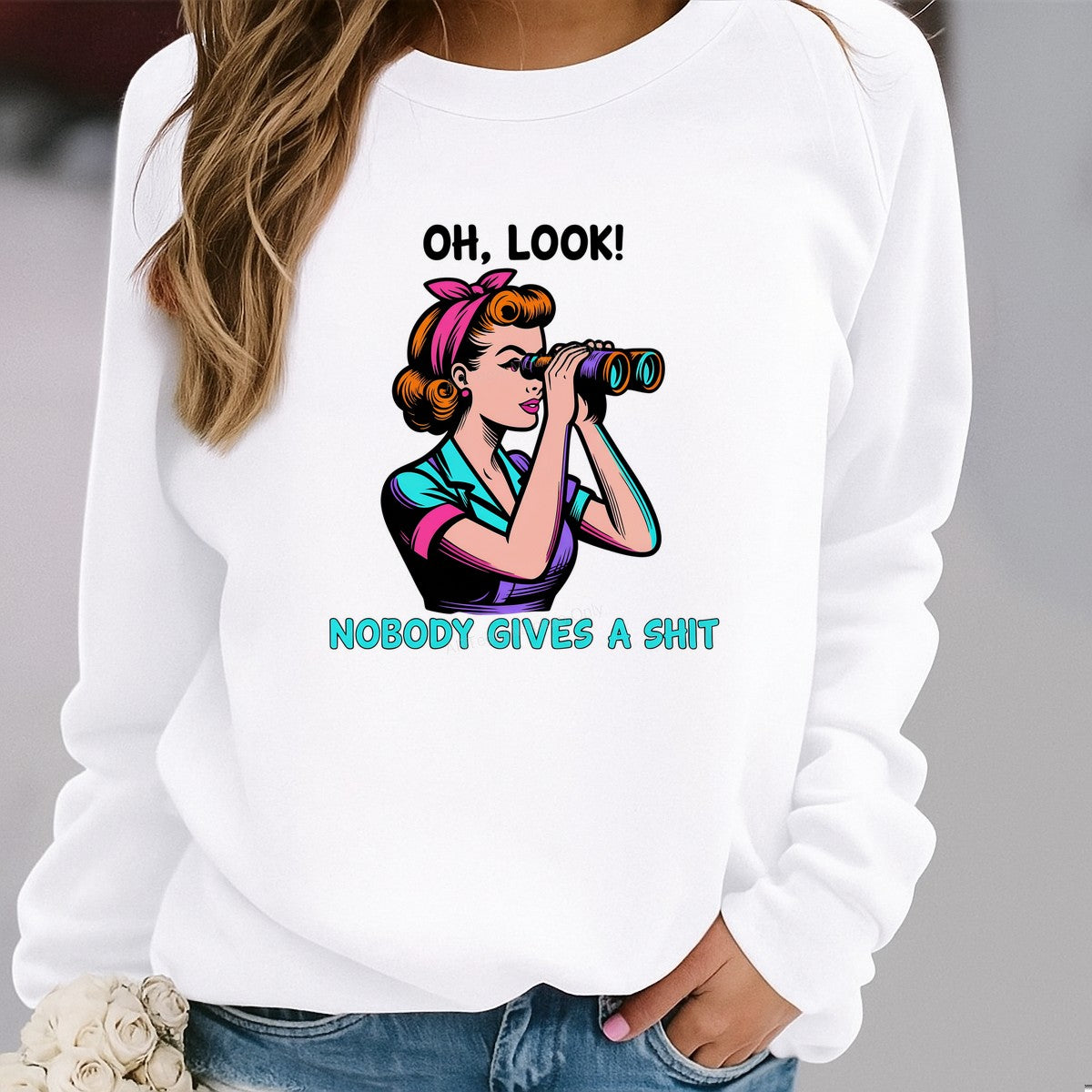 DTF Heat Transfer Iron On Sticker Iron On Transfers for T Shirts Retro Pop Art Woman with Binoculars Sassy Statement Fashion Forward Clearance - 2