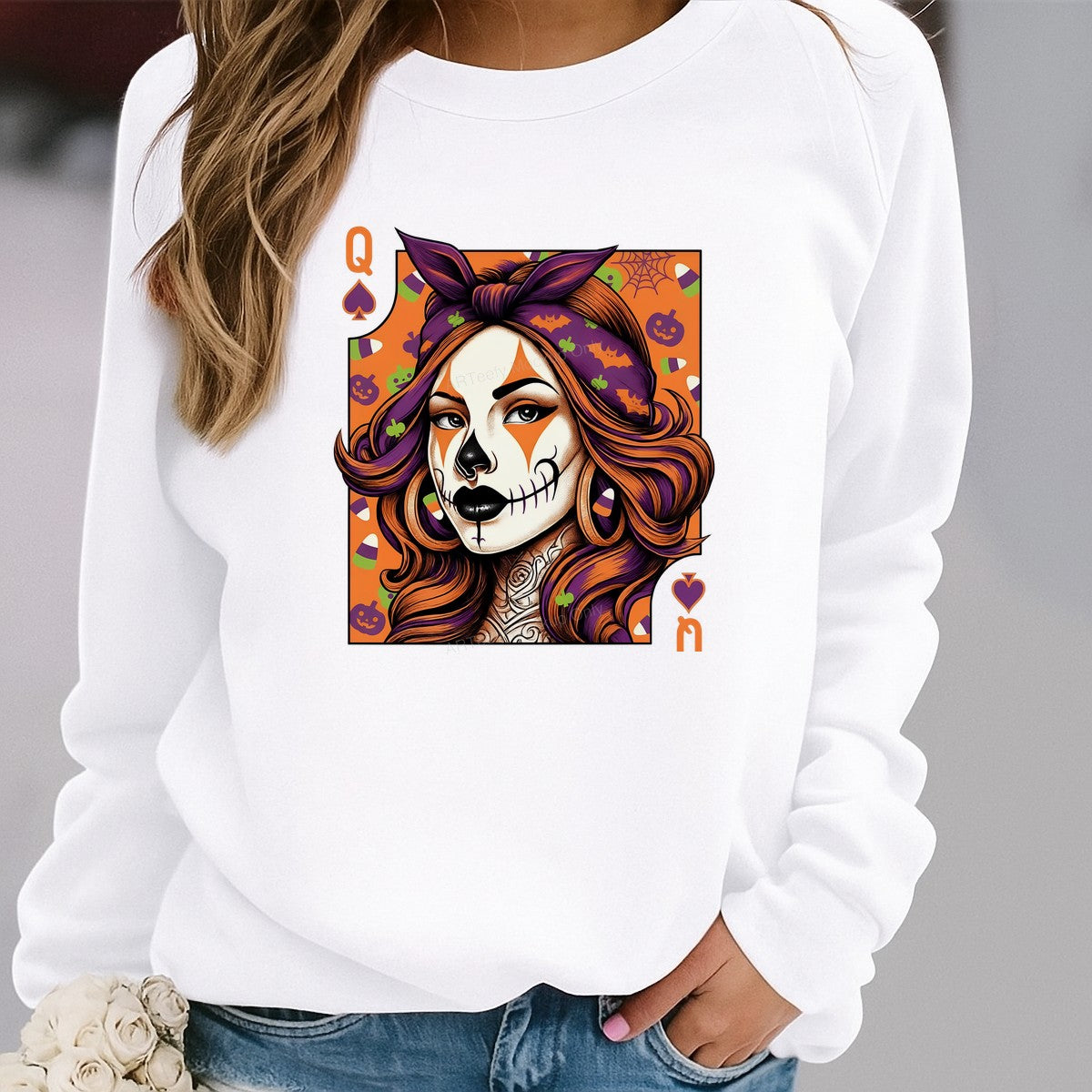 DTF Heat Transfer Iron On Sticker Heat Transfers Ready to Press Halloween Queen Card Design for T Shirts Local Warehouse - 2
