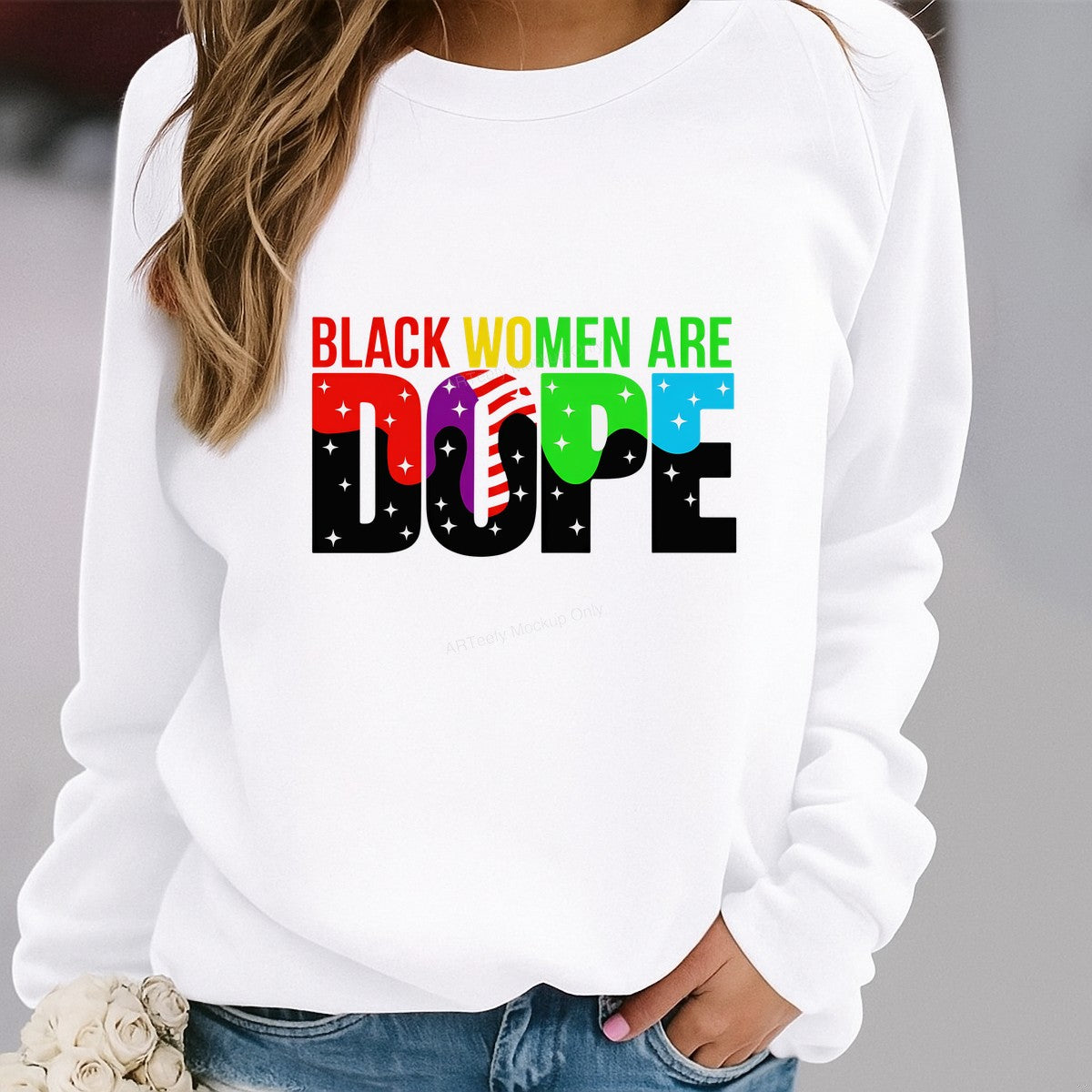 DTF Heat Transfer Iron On Sticker DTF Transfers Ready to Press Black Women Are Dope Lettering Design for T Shirts Hoodies Clearance - 2