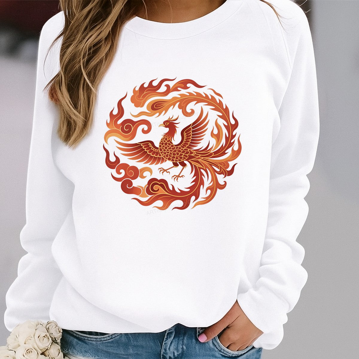 DTF Heat Transfer Iron On Sticker Fiery Phoenix Design for Creative Apparel Decoration Local Warehouse - 2