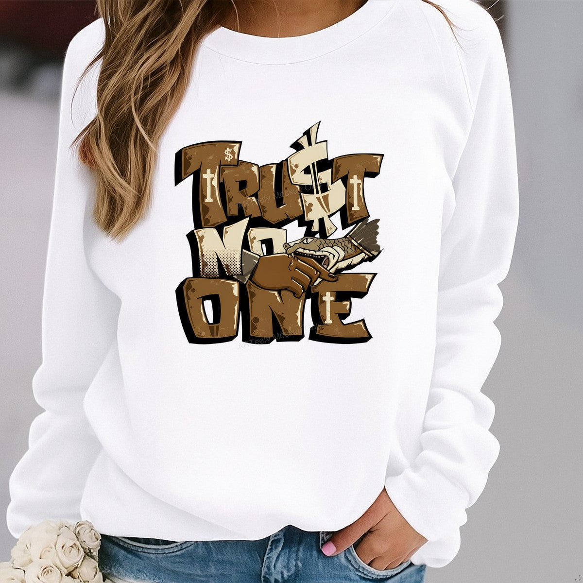 DTF Heat Transfer Iron On Sticker DTF Transfers Ready to Press Trust No One Urban Graffiti Style for Streetwear Fashion Clearance Local Warehouse - 2