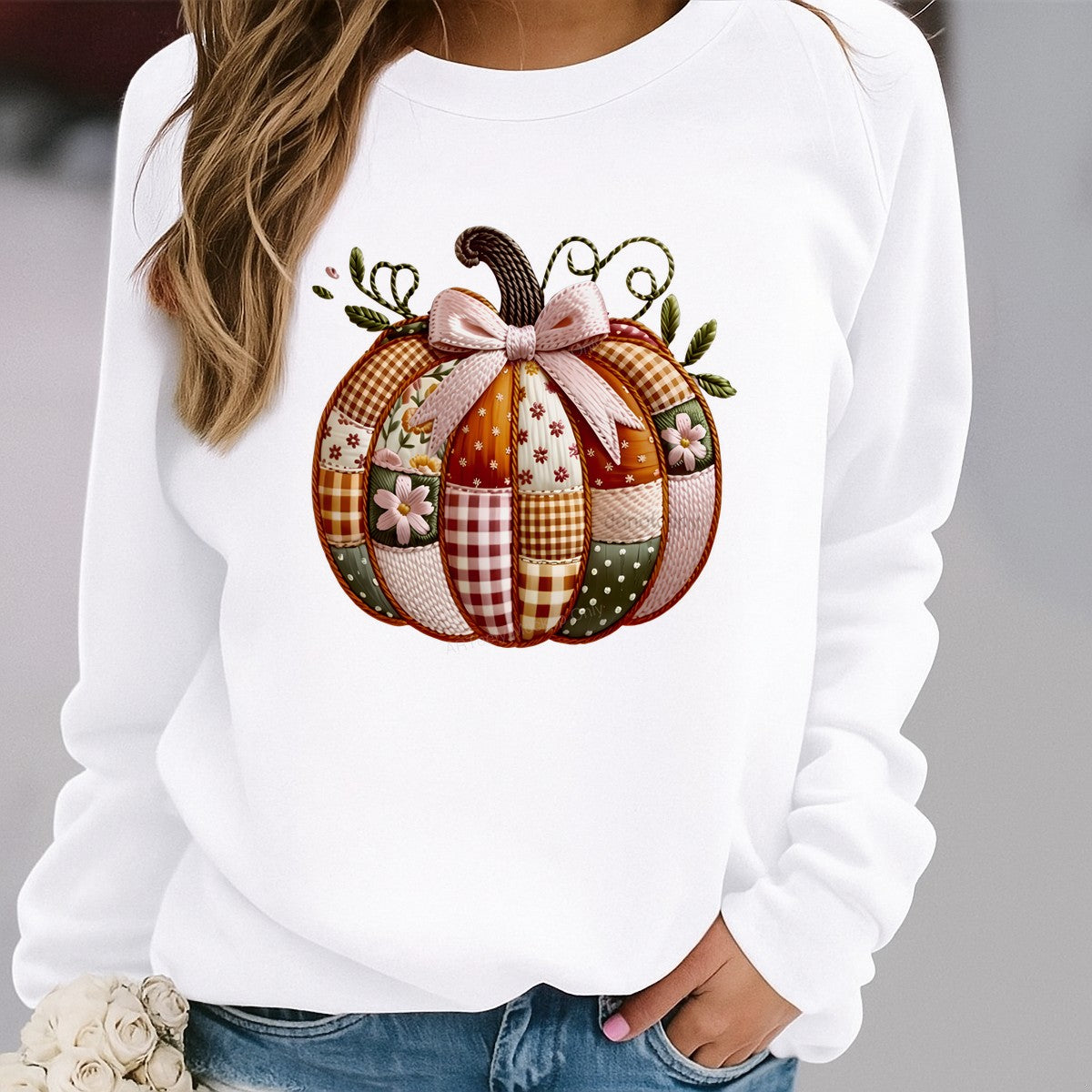 DTF Heat Transfer Iron On Sticker Heat Transfer Designs Ready to Press Patchwork Pumpkin with Floral Pattern for Fall Decorations Thanksgiving Iron On Heat Transfers Clearance - 2