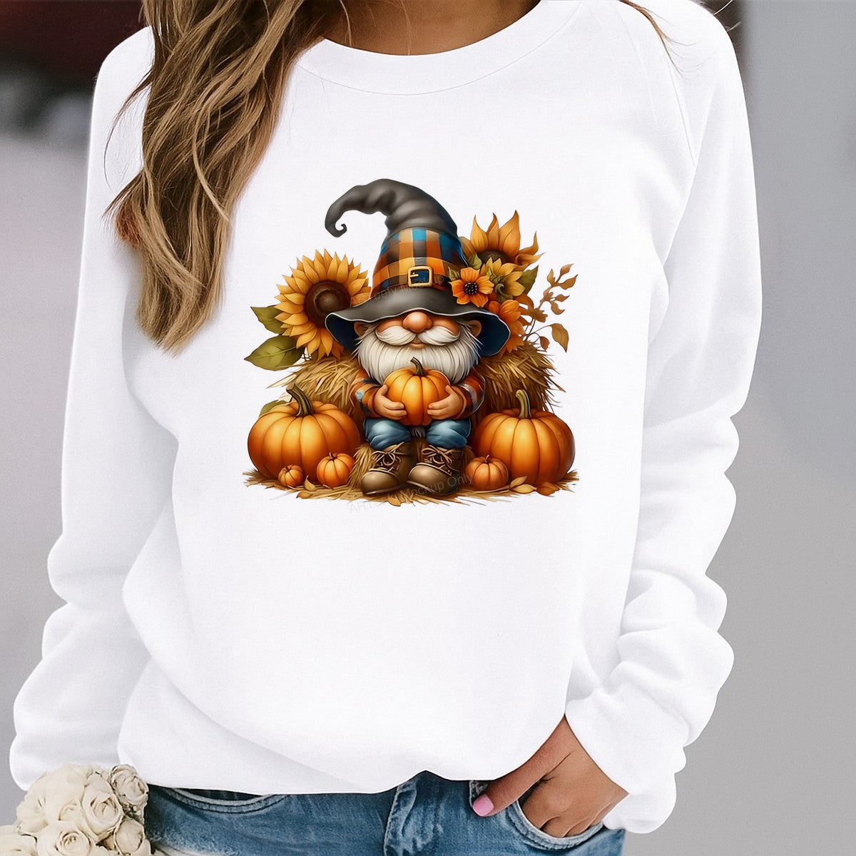 DTF Heat Transfer Iron On Sticker Heat Transfer Designs Ready to Press Autumn Gnome with Pumpkin Sunflower for Fall Decorations Local Warehouse - 2