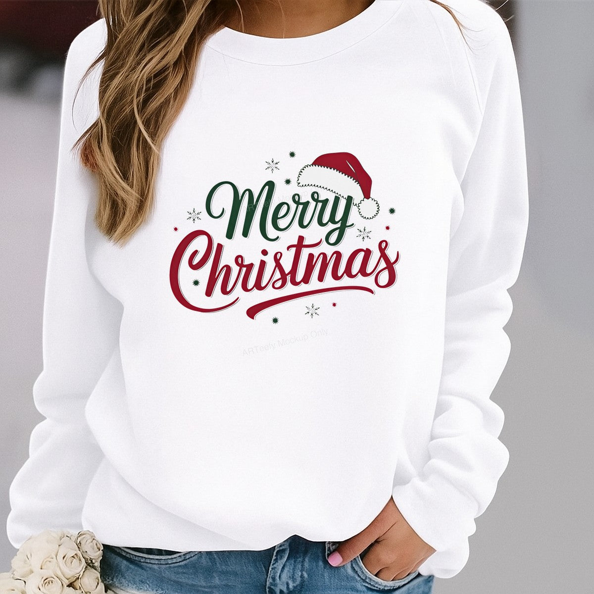 DTF Heat Transfer Iron On Sticker Heat Transfer Designs Ready to Press Merry Christmas Lettering with Santa Hat for Holiday Apparel Decorations Clearance - 2