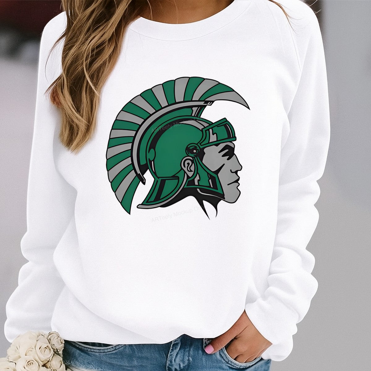 DTF Heat Transfer Iron On Sticker Iron On Transfers for T Shirts Green Spartan Helmet Design Sports Team Inspired Apparel Local Warehouse - 2