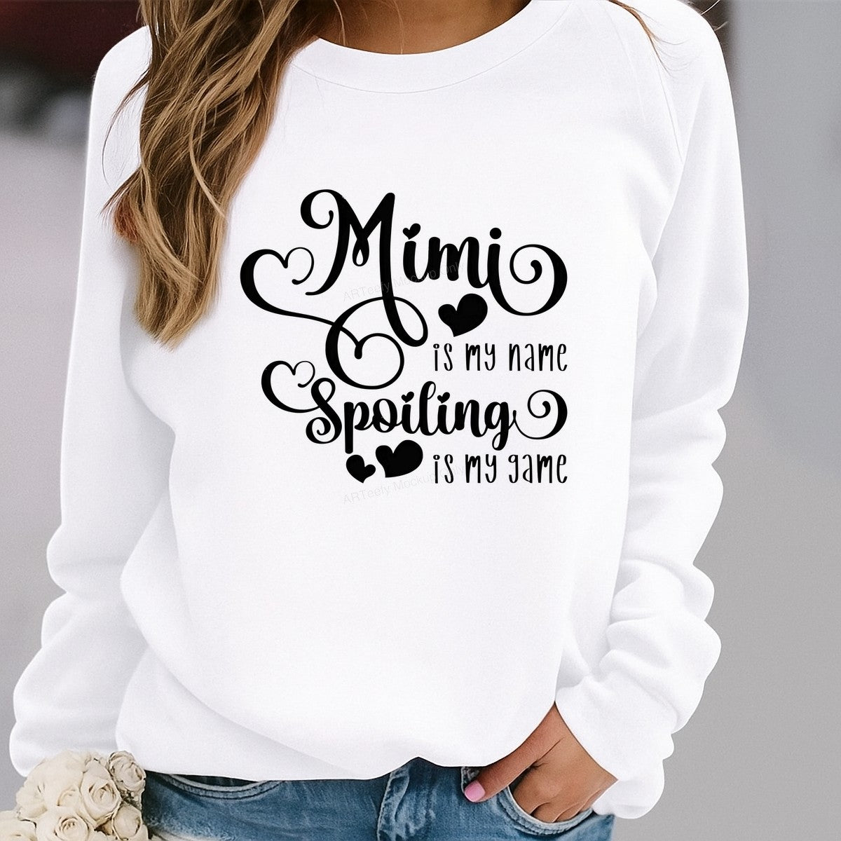 DTF Heat Transfer Iron On Sticker Iron On Transfers for T Shirts Mimi Lettering with Heart Designs for Fun Casual Wear Local Warehouse - 2