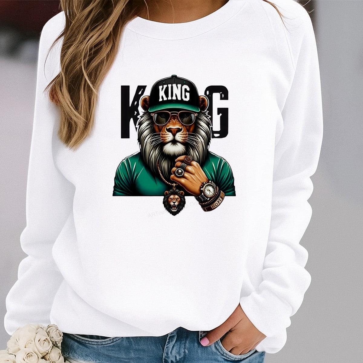 DTF Heat Transfer Iron On Sticker Iron On Transfers for T Shirts King Lion Design Urban Style for Streetwear Fashion Halloween Party Favors Clearance Local Warehouse - 2