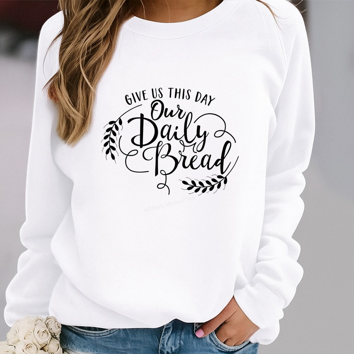 DTF Heat Transfer Iron On Sticker Iron On Transfers for T Shirts Religious Script Design Our Daily Bread Inspirational Apparel Heat Press Ready Clearance - 2