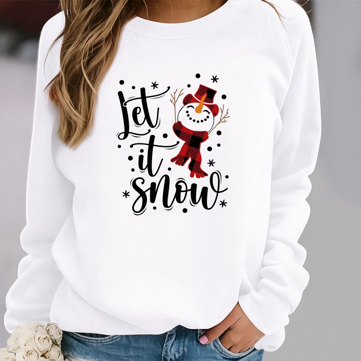 DTF Heat Transfer Iron On Sticker Heat Transfer Designs Ready to Press Snowman Plaid Scarf Christmas Winter Decorations for T Shirts Hoodies Local Warehouse - 2
