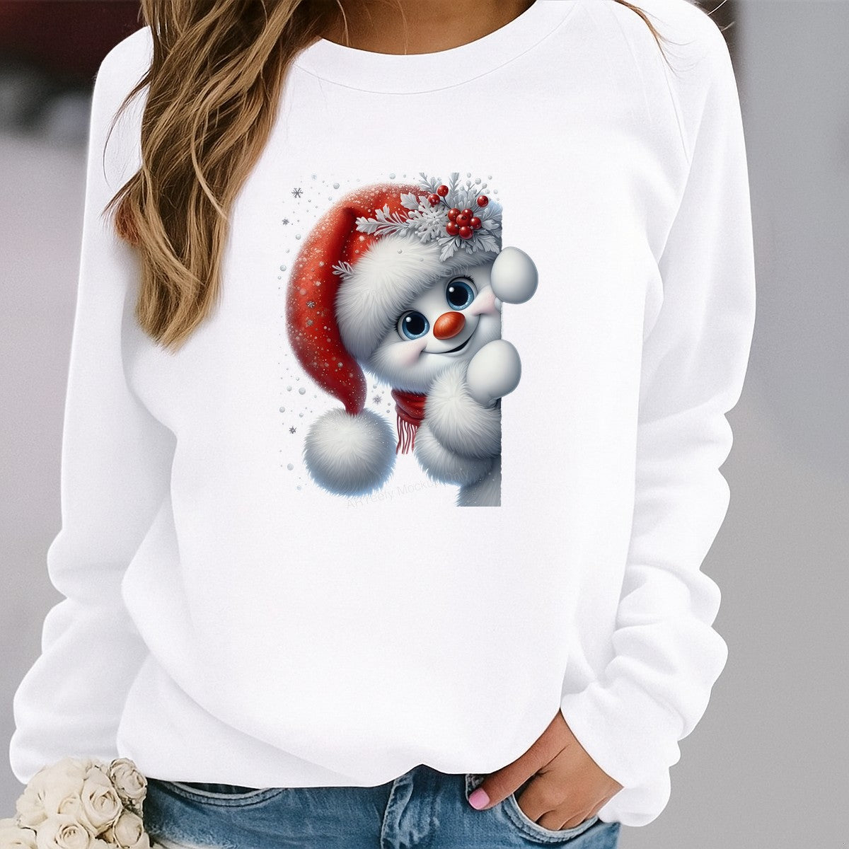 DTF Heat Transfer Iron On Sticker Heat Transfer Designs Ready to Press Snowman with Red Santa Hat Christmas Iron On for T Shirts Hoodies Local Warehouse - 2