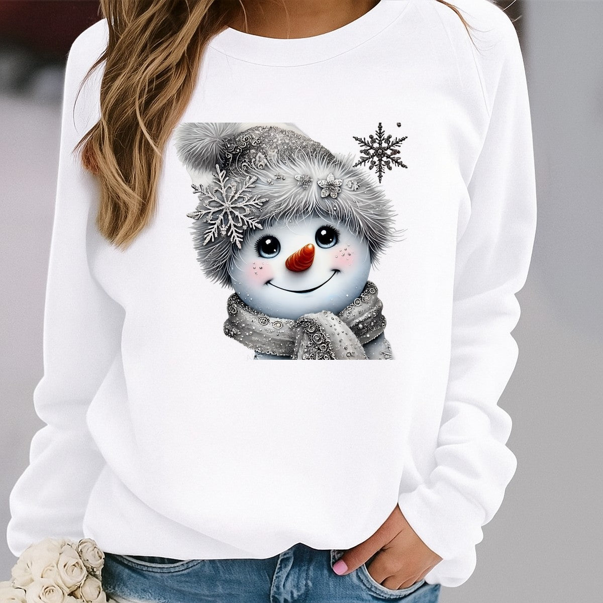 DTF Heat Transfer Iron On Sticker Heat Transfers Ready to Press Elegant Snowflake Winter Hat Scarf Design for Christmas Apparel Local Warehouse - 2