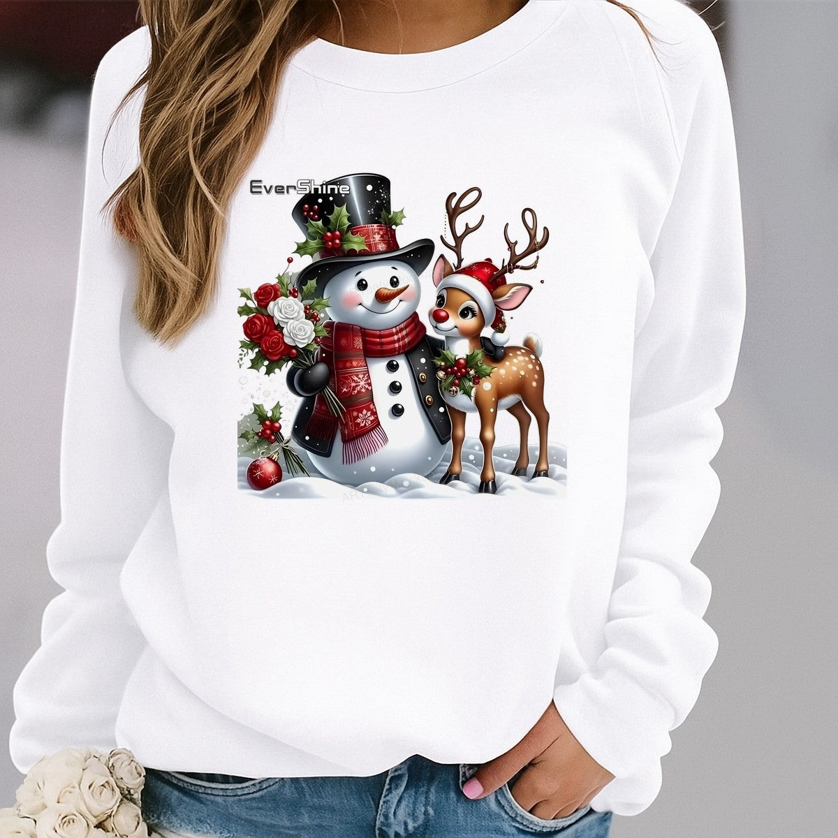 DTF Heat Transfer Iron On Sticker Heat Transfer Designs Ready to Press Snowman Reindeer Christmas Pattern for T Shirts Hoodies Local Warehouse - 2