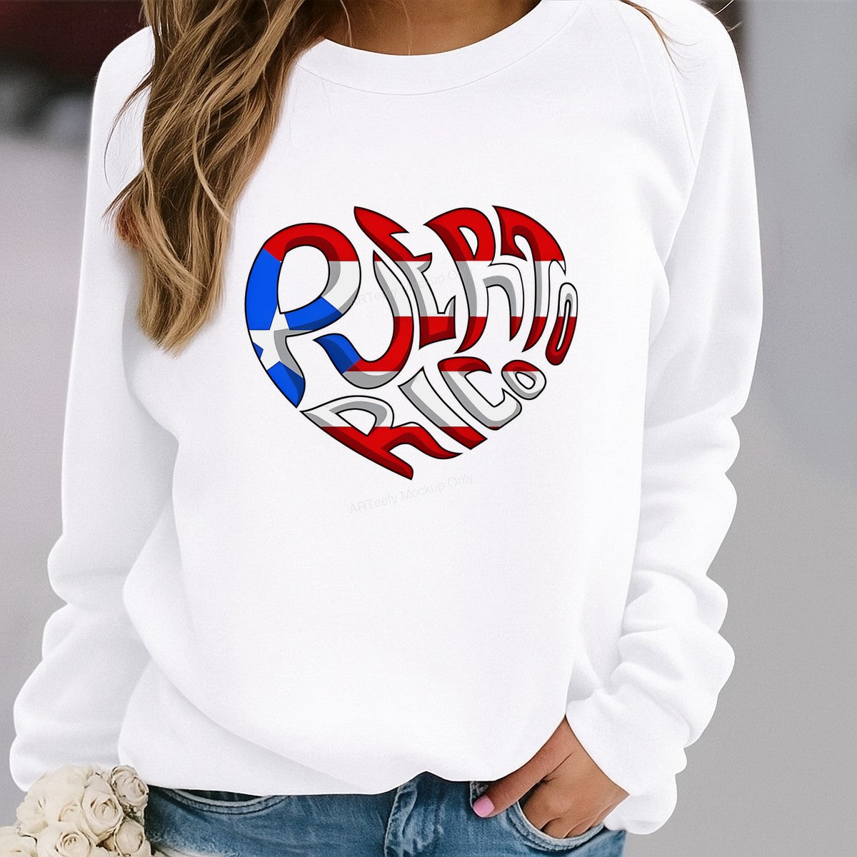 DTF Heat Transfer Iron On Sticker DTF Transfers Ready to Press Puerto Rico Flag Heart Design for T Shirts Hoodies Vintage Merchandise Local Warehouse - 2