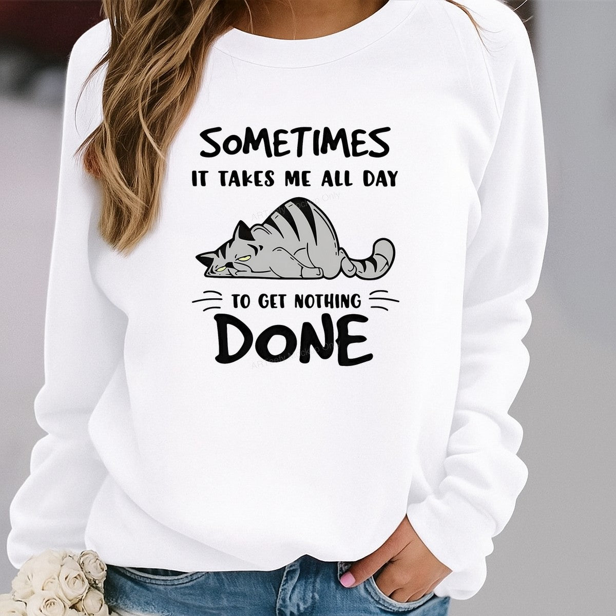 DTF Heat Transfer Iron On Sticker Iron On Transfers for T Shirts Lazy Cat Cartoon Character Inspired Design for Casual Wear Local Warehouse Clearance - 2