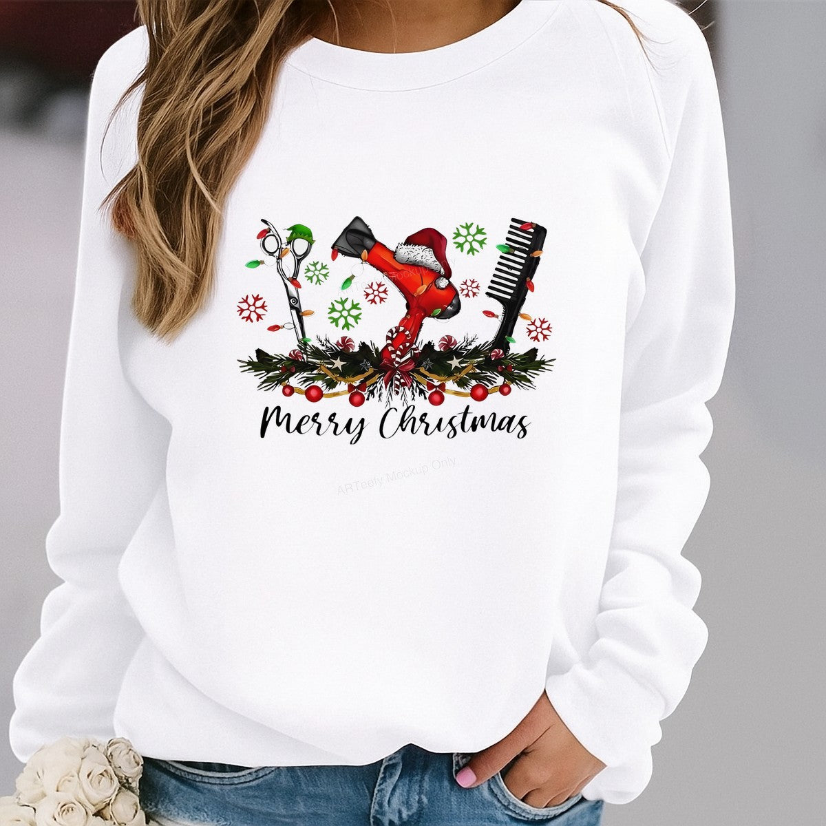 DTF Heat Transfer Iron On Sticker Heat Transfer Designs Ready to Press Christmas Hair Salon Theme Iron On Stickers for T Shirts Hoodies Local Warehouse - 2