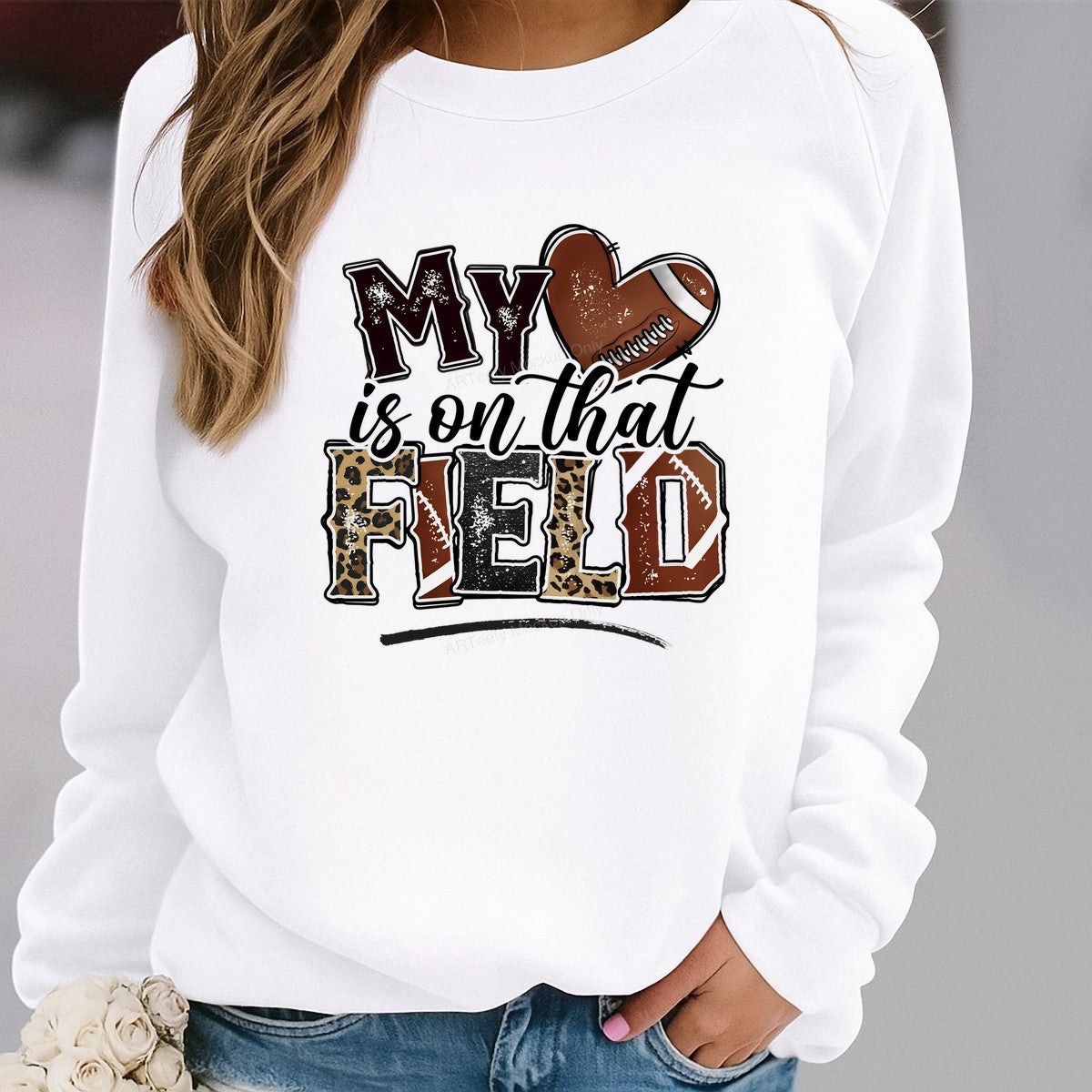 DTF Heat Transfer Iron On Sticker Iron On Heat Transfers Football Heart Leopard Print Sports Team Inspired Designs for T Shirts Hoodies Clearance Local Warehouse - 2