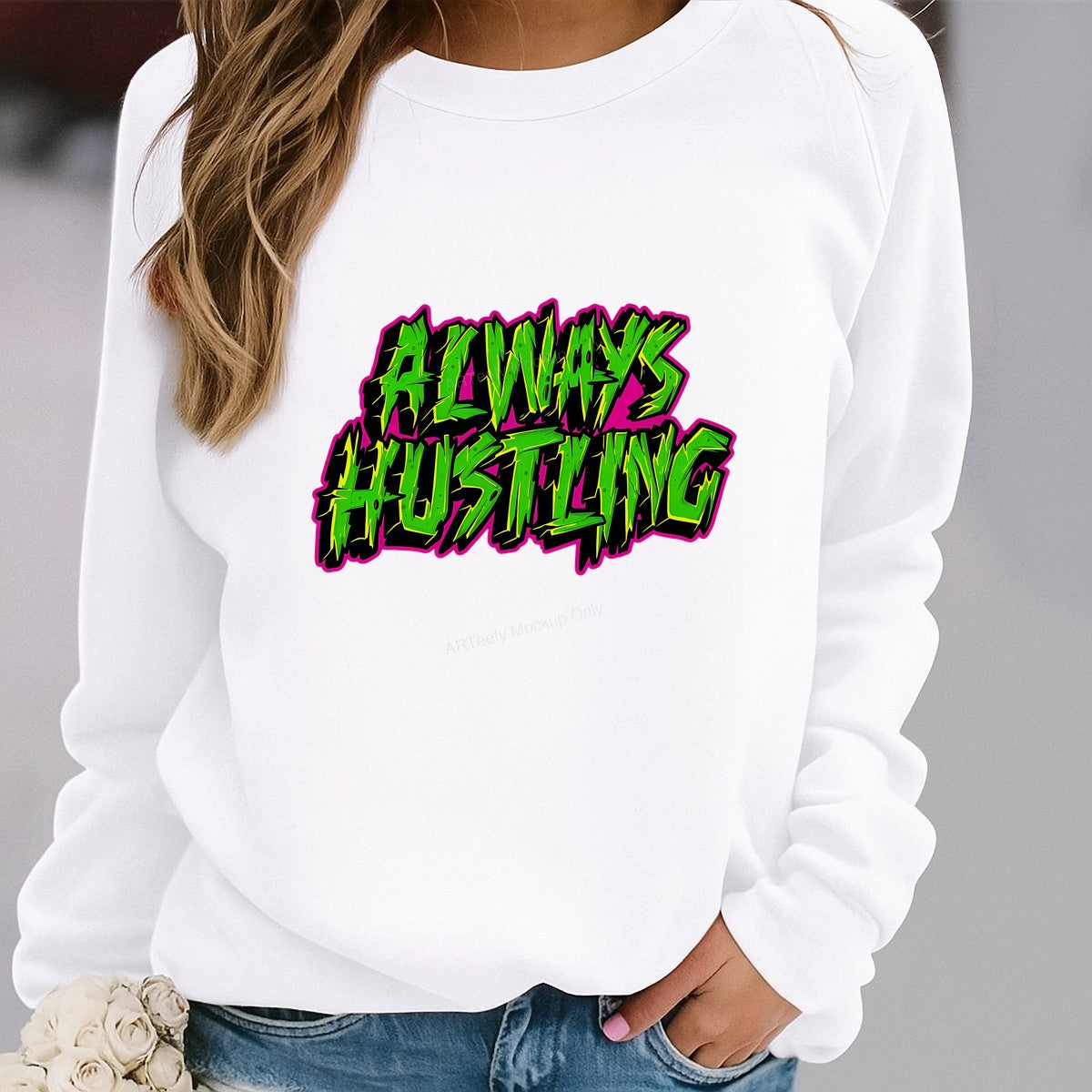 DTF Heat Transfer Iron On Sticker Iron On Heat Transfers Graffiti Style Always Hustling Design for Urban Apparel Local Warehouse - 2