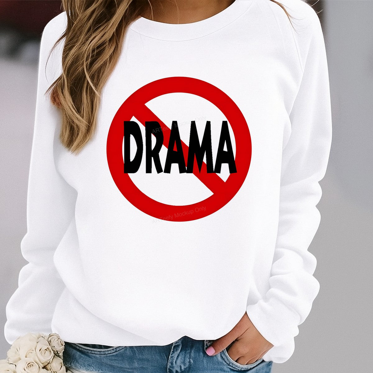 DTF Heat Transfer Iron On Sticker Iron On Heat Transfers No Drama Circle Design for Casual Wear Shirts Hoodies Local Warehouse - 2