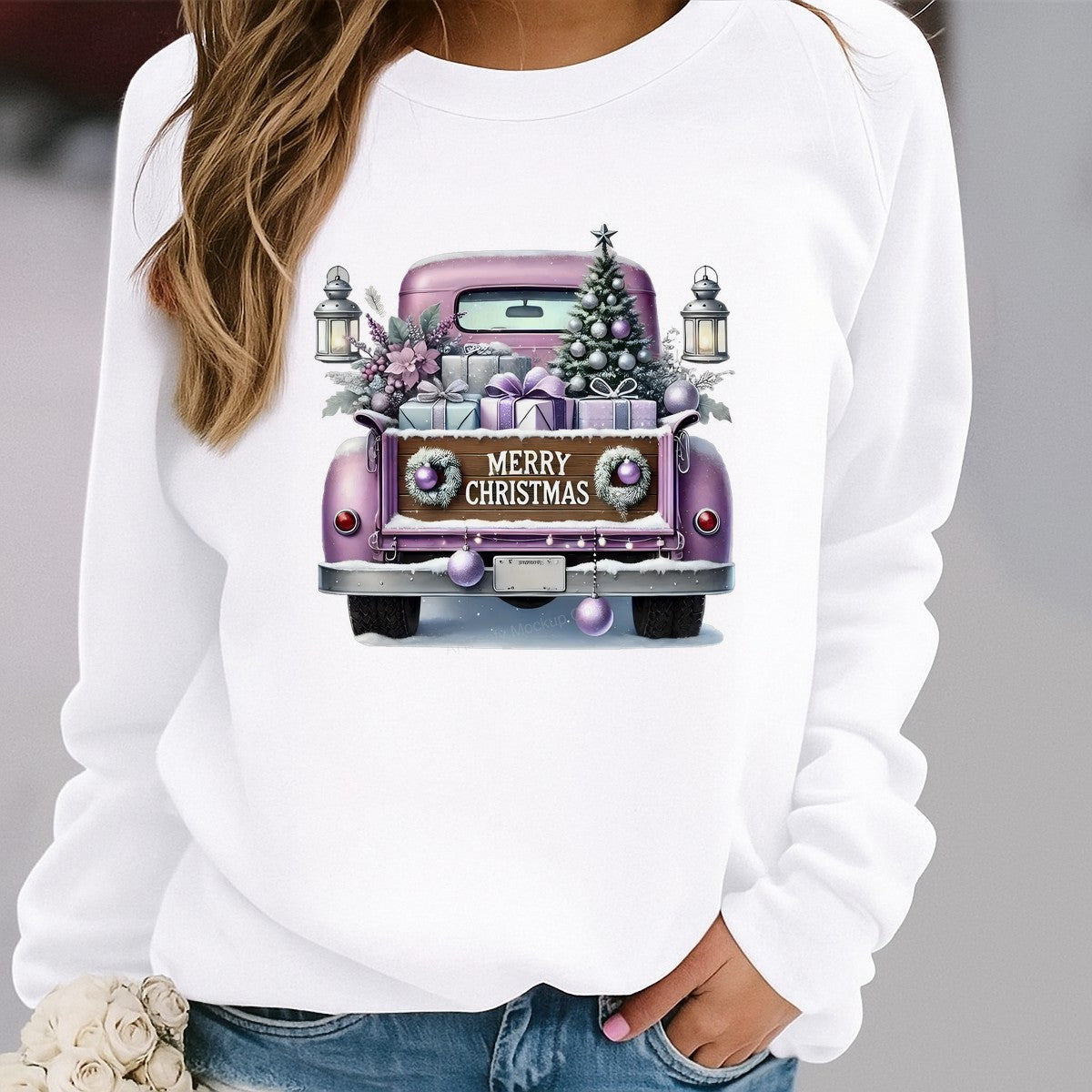DTF Heat Transfer Iron On Sticker Iron On Heat Transfers Vintage Truck Christmas Theme Holiday Decorations for Shirts Hoodies Local Warehouse - 2