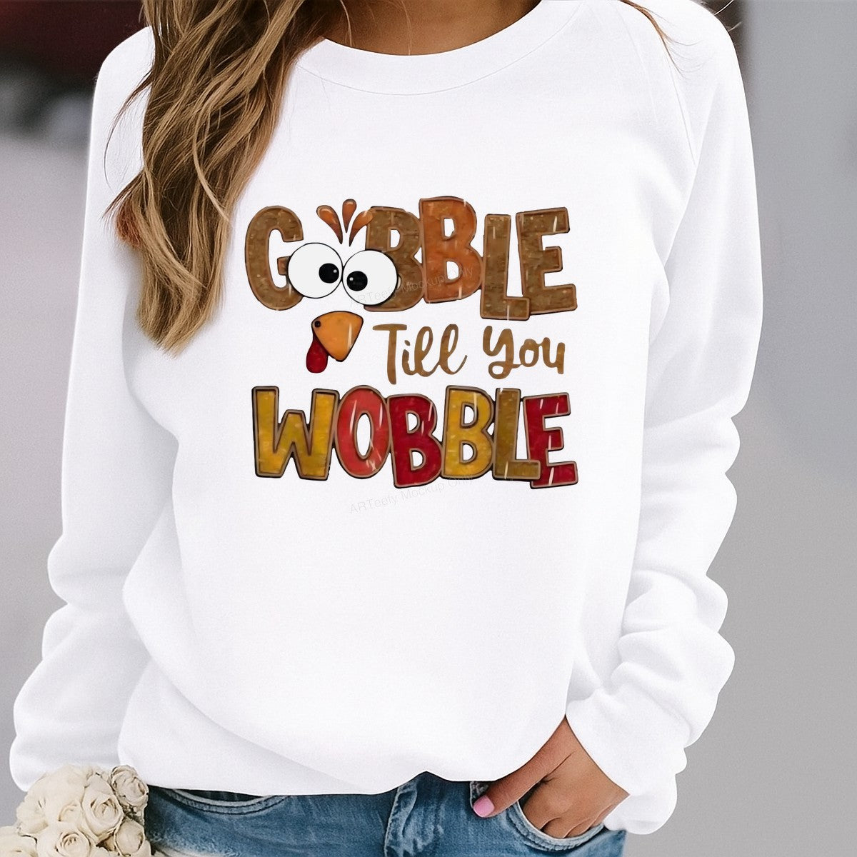 DTF Heat Transfer Iron On Sticker Iron On Heat Transfers Gobble Till You Wobble Thanksgiving Theme for T Shirts Hoodies Local Warehouse - 2