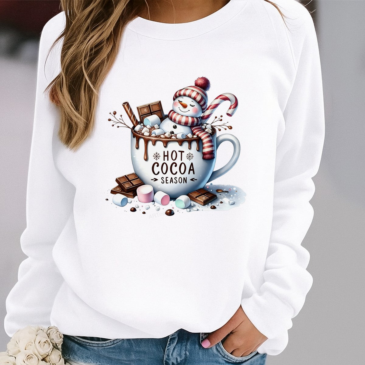 DTF Heat Transfer Iron On Sticker Iron On Heat Transfers Hot Cocoa Season Snowman Mug Design Christmas Iron On Patches for T Shirts Hoodies Clearance - 2