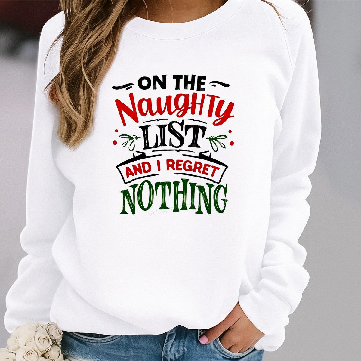 DTF Heat Transfer Iron On Sticker Iron On Heat Transfers Naughty List Christmas Theme Designs for T Shirts Hoodies Local Warehouse - 2