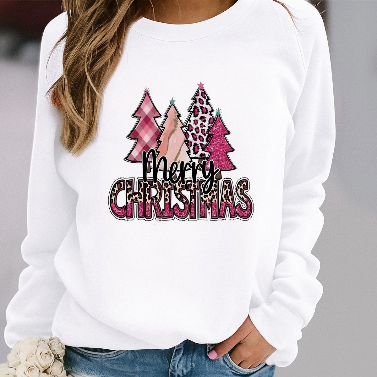 DTF Heat Transfer Iron On Sticker Iron On Heat Transfers Merry Christmas Leopard Plaid Tree Design for Holiday Apparel Local Warehouse - 2