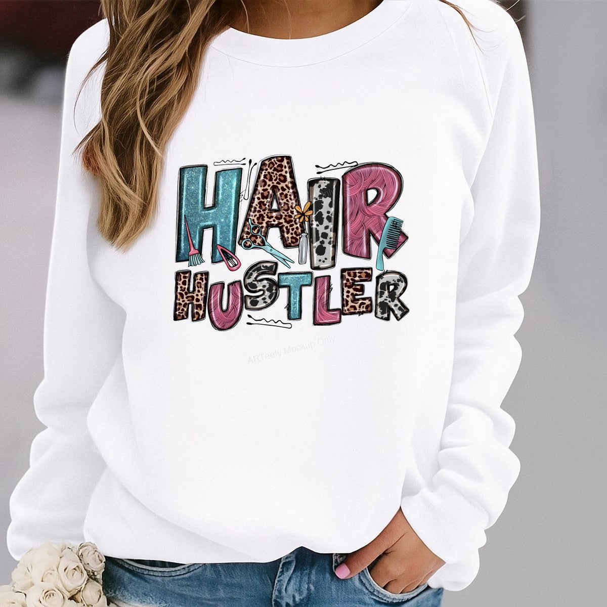 DTF Heat Transfer Iron On Sticker Iron On Heat Transfers Hair Hustler Design Leopard Print Barber Tools for T Shirts Hoodies Local Warehouse - 2