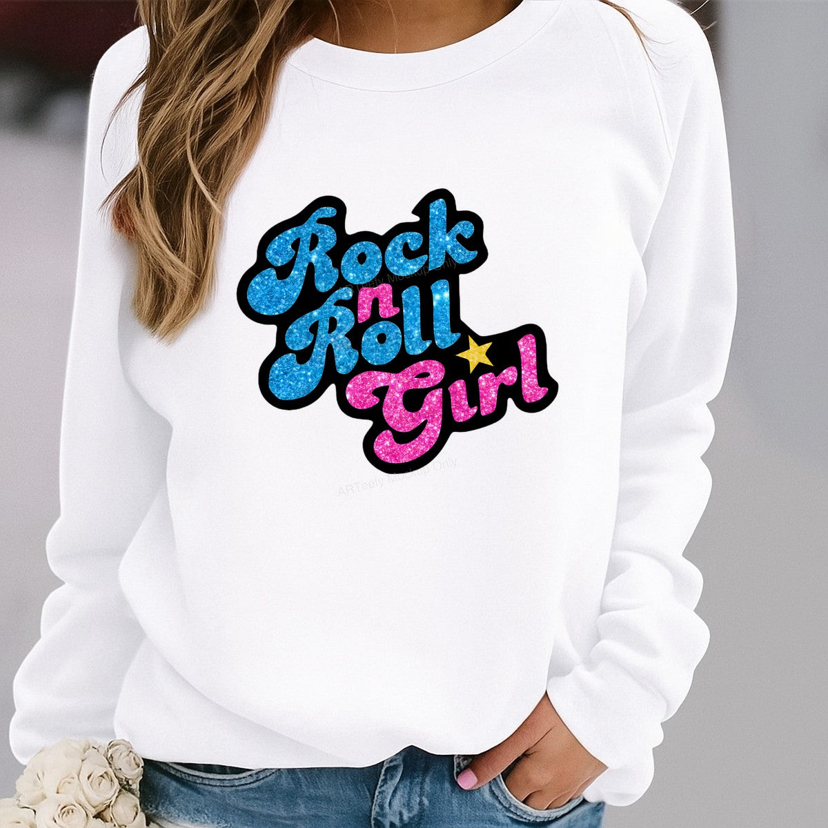DTF Heat Transfer Iron On Sticker Iron On Heat Transfers Rock and Roll Glitter Lettering for T Shirts Hoodies Vintage Merchandise Clearance - 2